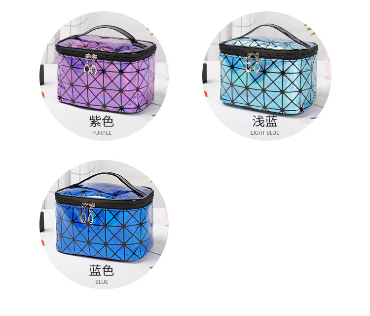 Diamond Grid Cosmetic Bag 3D Laser Pu Folding Cosmetic Bag Portable Travel Handbag Waterproof Storage Bag Wash Bag Diamond Grid Cosmetic Bag 3D Laser Pu Folding Cosmetic Bag Portable Travel Handbag Waterproof Storage Bag Wash Bag