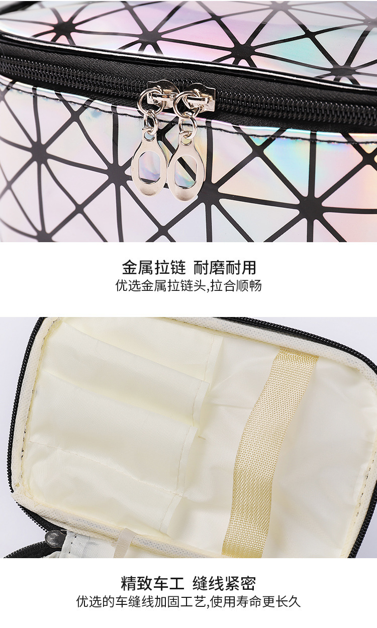 Diamond Grid Cosmetic Bag 3D Laser Pu Folding Cosmetic Bag Portable Travel Handbag Waterproof Storage Bag Wash Bag Diamond Grid Cosmetic Bag 3D Laser Pu Folding Cosmetic Bag Portable Travel Handbag Waterproof Storage Bag Wash Bag