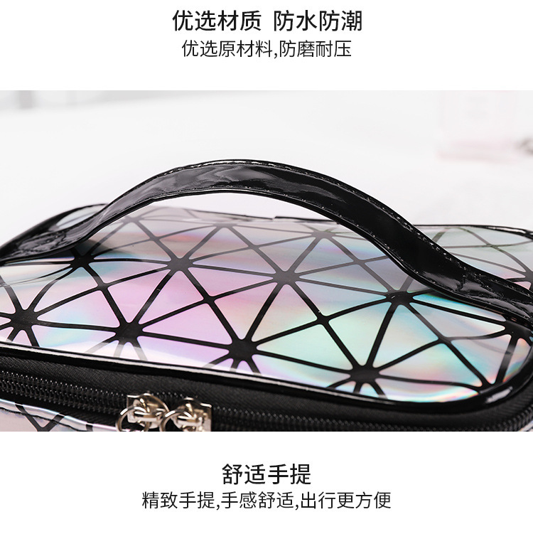 Diamond Grid Cosmetic Bag 3D Laser Pu Folding Cosmetic Bag Portable Travel Handbag Waterproof Storage Bag Wash Bag Diamond Grid Cosmetic Bag 3D Laser Pu Folding Cosmetic Bag Portable Travel Handbag Waterproof Storage Bag Wash Bag
