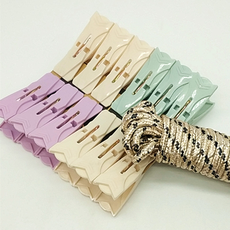 Sunshine Department Store Bag 5 M Rope 12Pc Color Clothes Pin Non-Slip Clothesline Plastic Clip