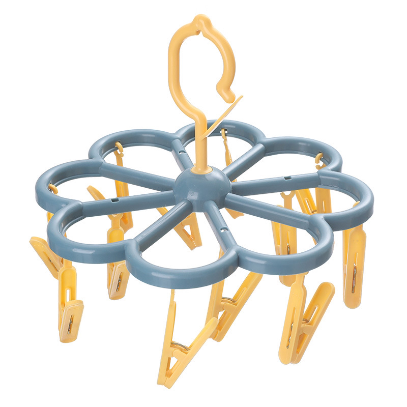 Adult Windproof Plum-Shaped Clothes Hanger Plastic Clip Children Socks Rack Household Multi-Functional Underwear Drying Rack