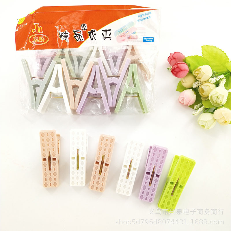 6 Pack Clothes Pin Plastic Clip Windproof Multifunctional Clothespin Clothes Little Clip Socks&#039; Clip 1 Yuan Supply