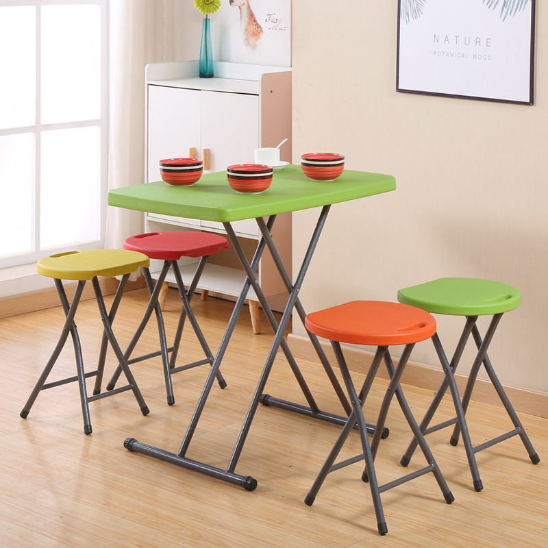 Folding Stool Portable Simple Bathroom Small Short Plastic Stool Household Dining Table Adult High round Stool Creative Fashion Bench