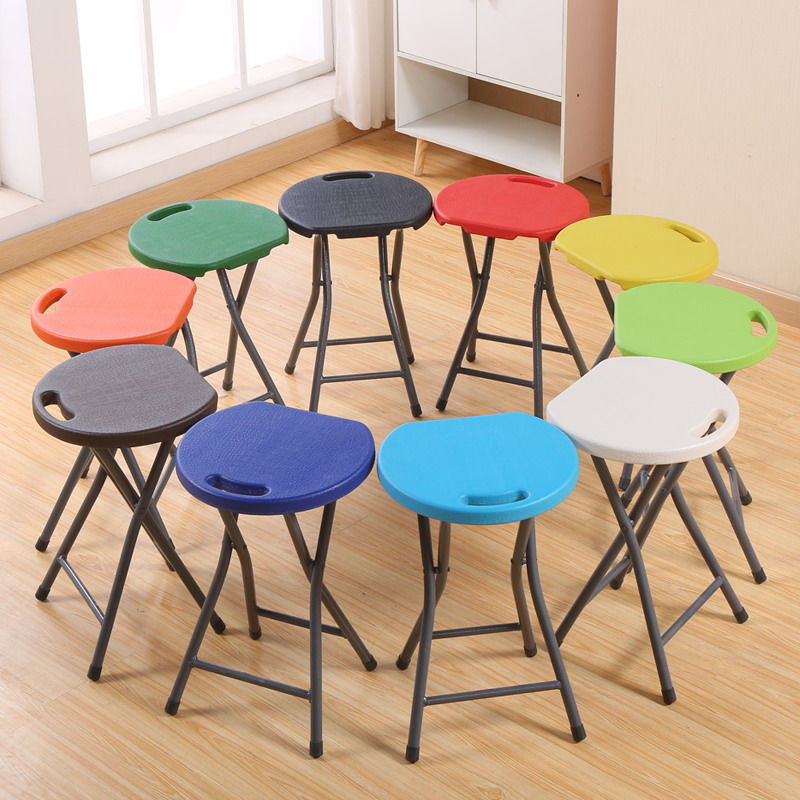 Folding Stool Portable Simple Bathroom Small Short Plastic Stool Household Dining Table Adult High round Stool Creative Fashion Bench