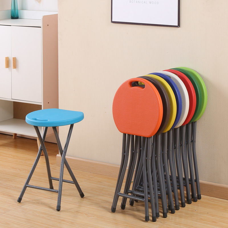 Folding Stool Portable Simple Bathroom Small Short Plastic Stool Household Dining Table Adult High round Stool Creative Fashion Bench