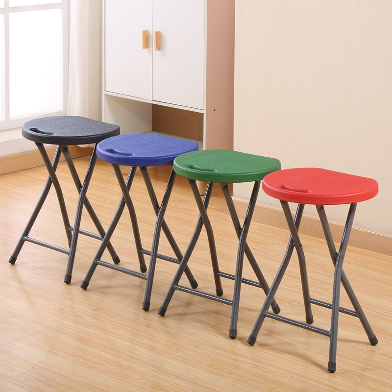 Folding Stool Portable Simple Bathroom Small Short Plastic Stool Household Dining Table Adult High round Stool Creative Fashion Bench