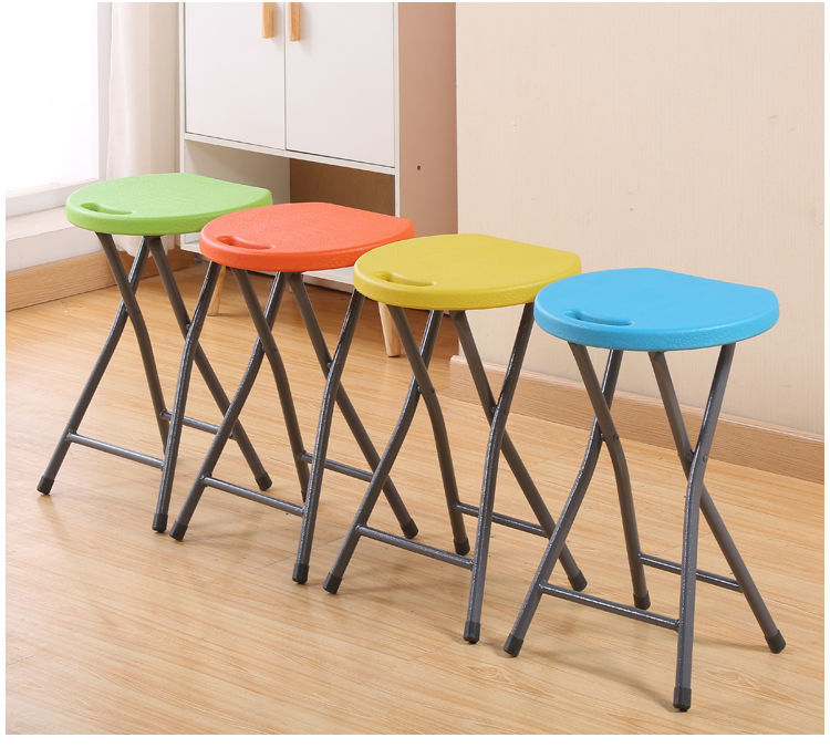 Folding Stool Portable Simple Bathroom Small Short Plastic Stool Household Dining Table Adult High round Stool Creative Fashion Bench