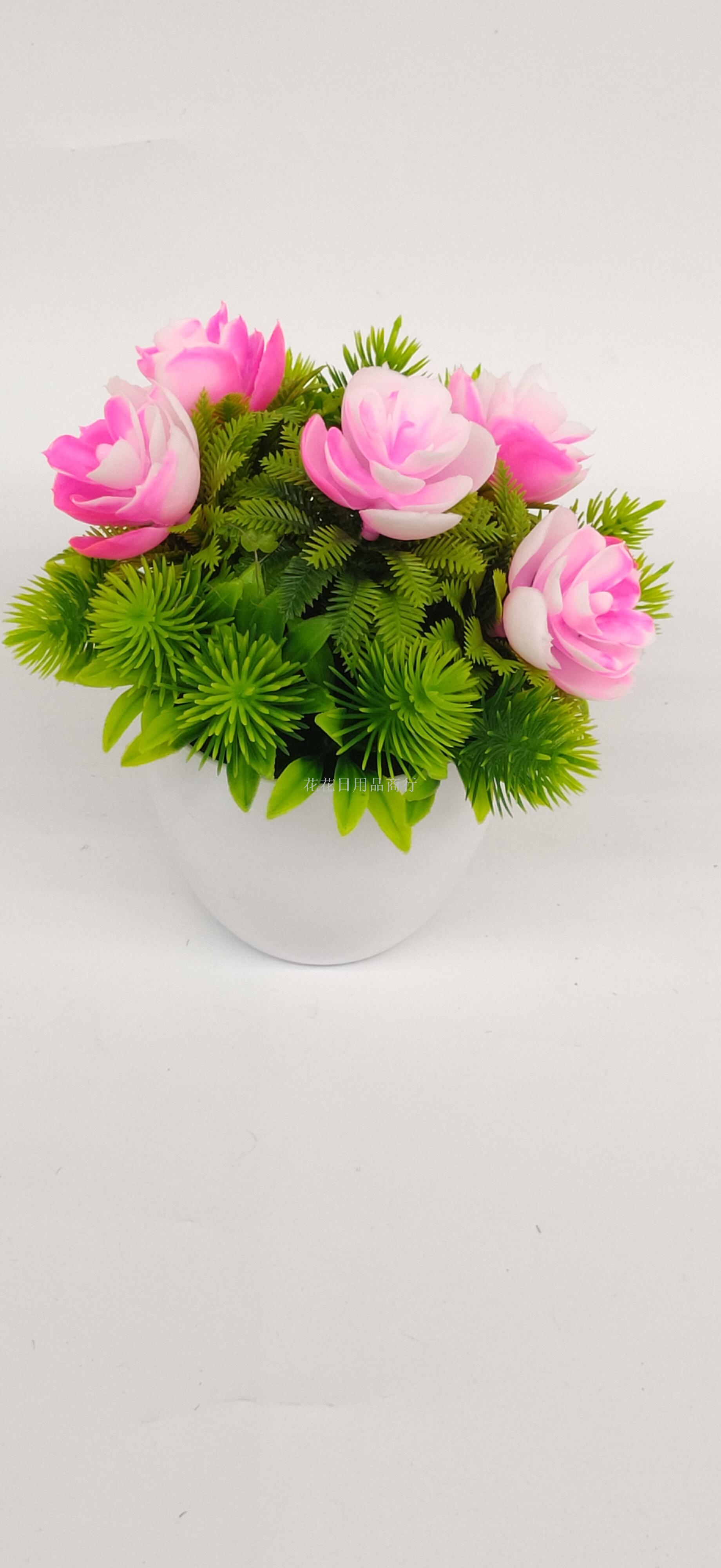 Artificial flowers white plastic basin lotus decorative living room bedroom size and so on Artificial flowers white plastic basin lotus decorative living room bedroom size and so on
