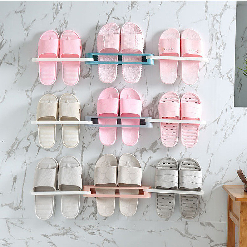 New Three-in-One Folding Shoe Rack Punch-Free Bathroom Slippers Storage Rack Bathroom One to Three Towel Storage Rack