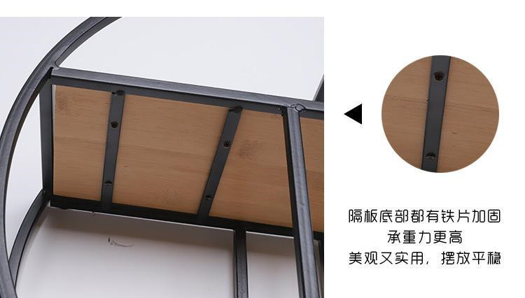 Chinese Style Living Room Wall Hanging Shelf Iron Solid Wood Partition round Decorative Shelf Storage Rack Wall Hanging