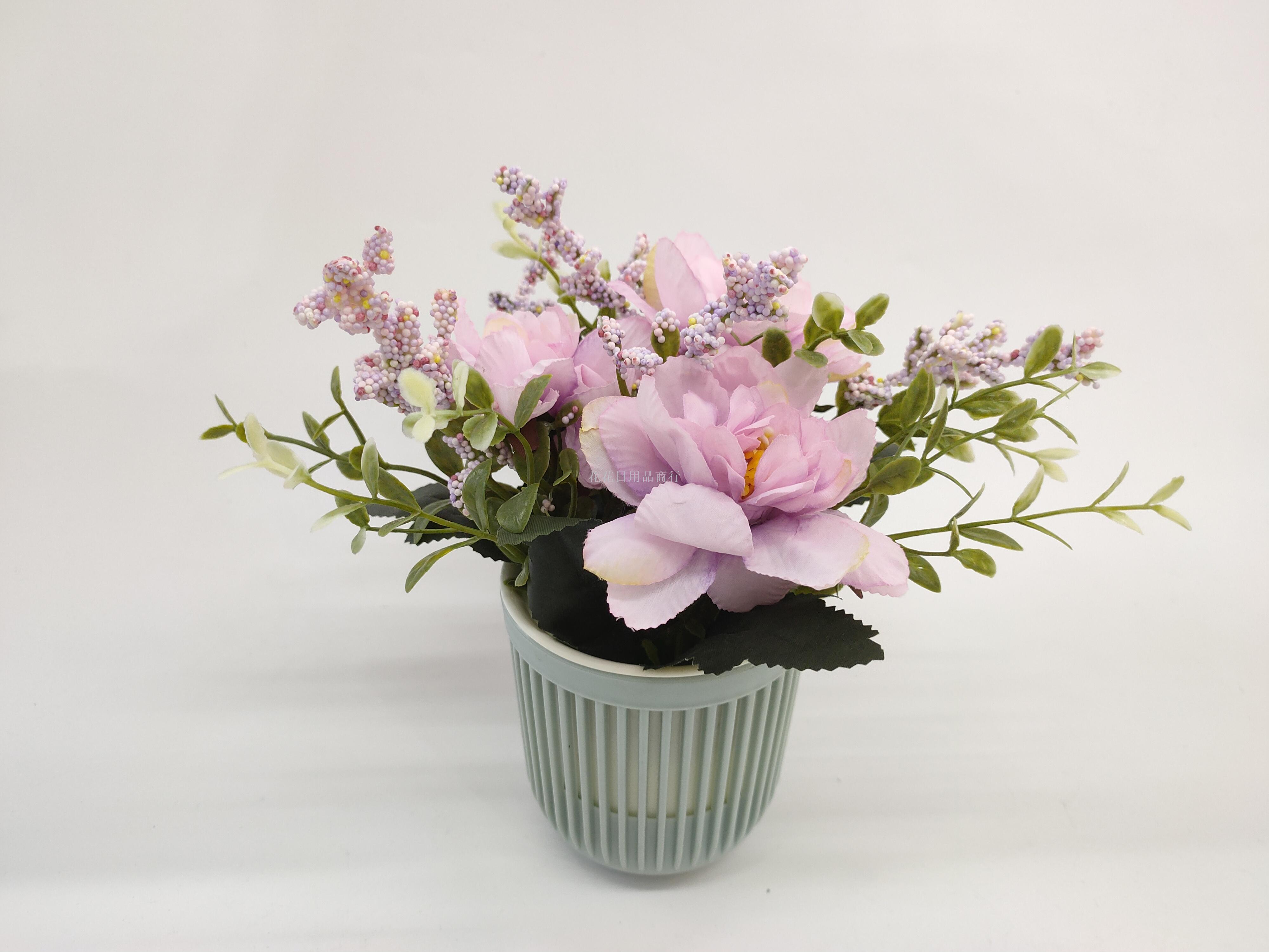 New style plastic basin silk flower rose garden idyllic decoration set a fake flower collocation New style plastic basin silk flower rose garden idyllic decoration set a fake flower collocation