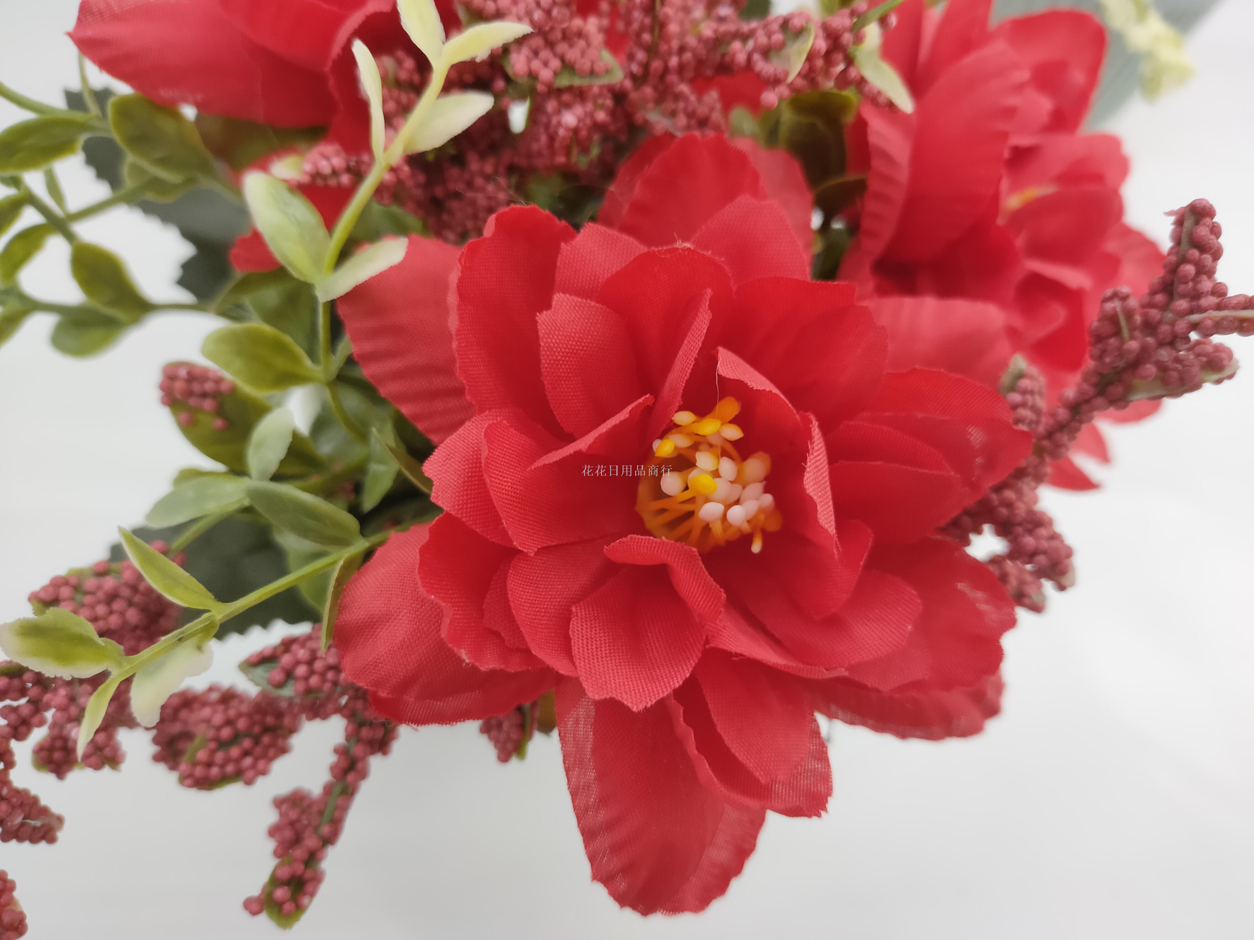 New style plastic basin silk flower rose garden idyllic decoration set a fake flower collocation New style plastic basin silk flower rose garden idyllic decoration set a fake flower collocation