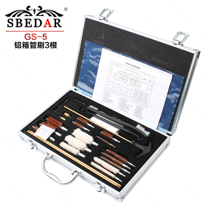 Aluminum Box Copper 3 pipe brush clean steel wire cotton brush Set Tube brush