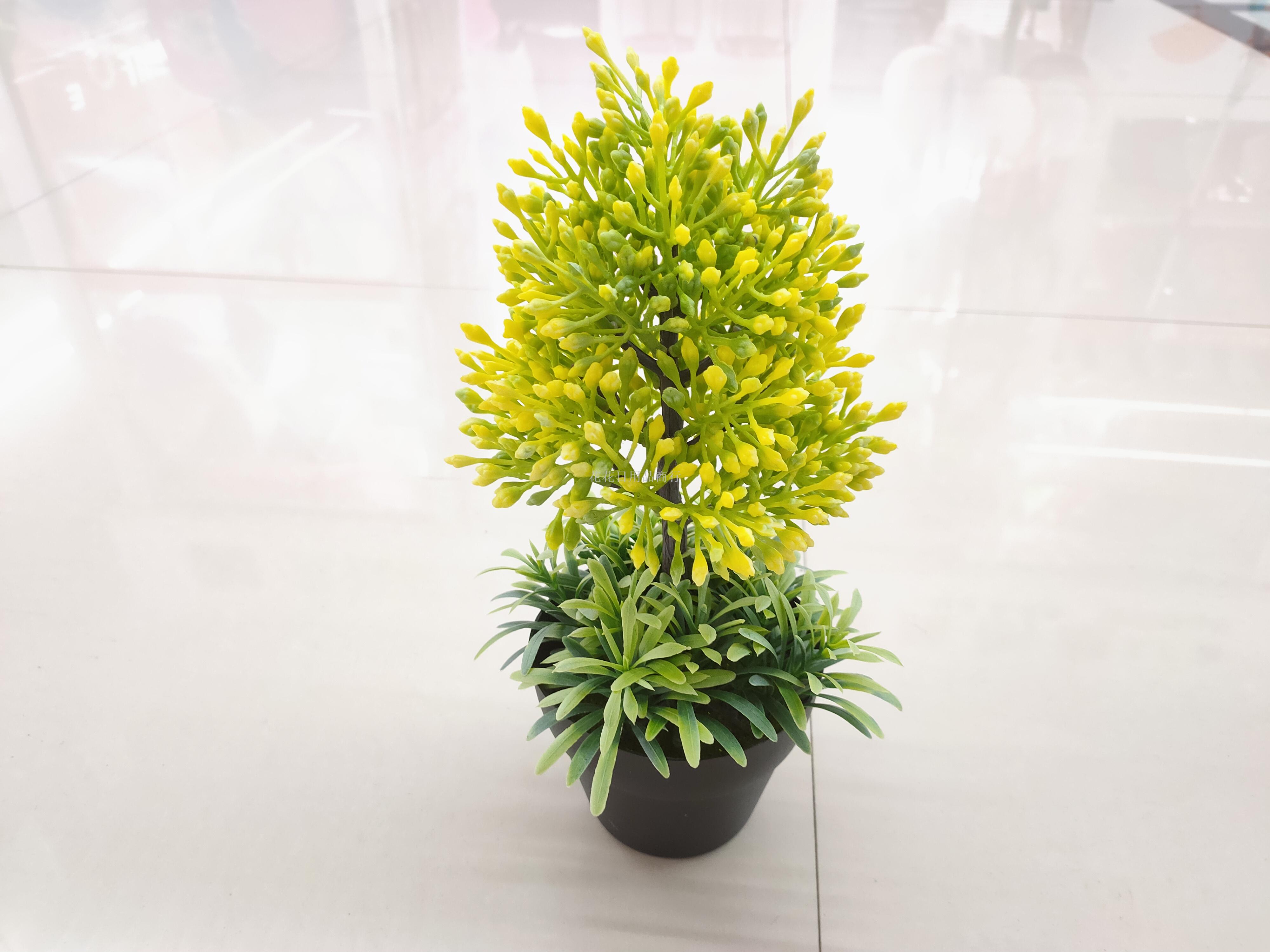 Artificial flower black plastic basin green plant bonsai adornment living room table and so on