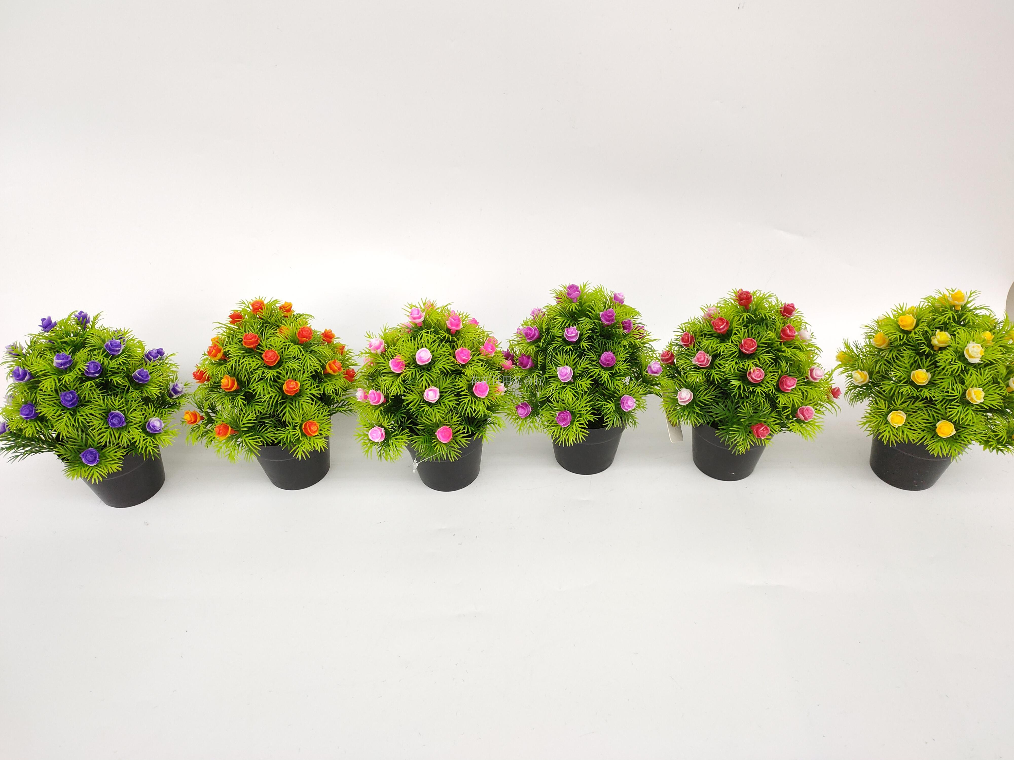Artificial flower false flower black plastic basin vanilla rose bonsai decorative living room bedroom table and so on