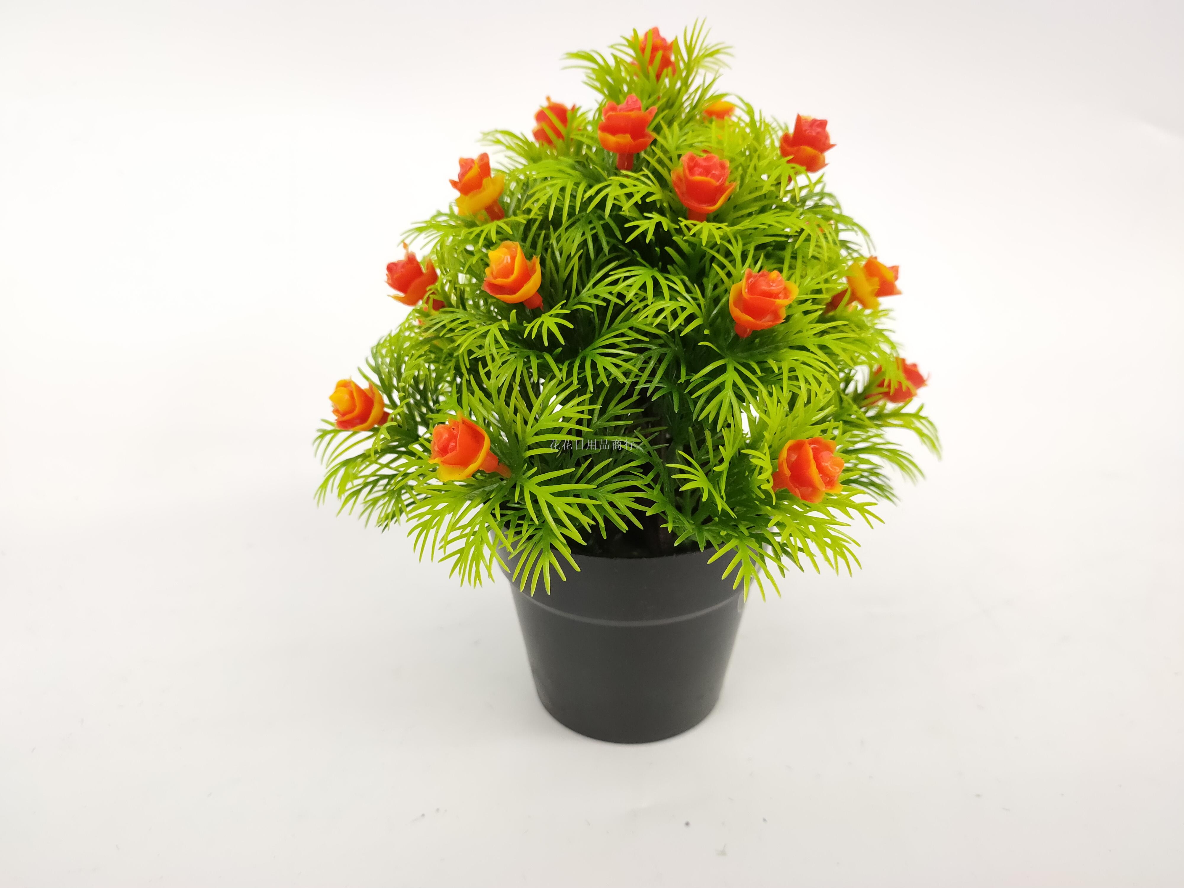 Artificial flower false flower black plastic basin vanilla rose bonsai decorative living room bedroom table and so on