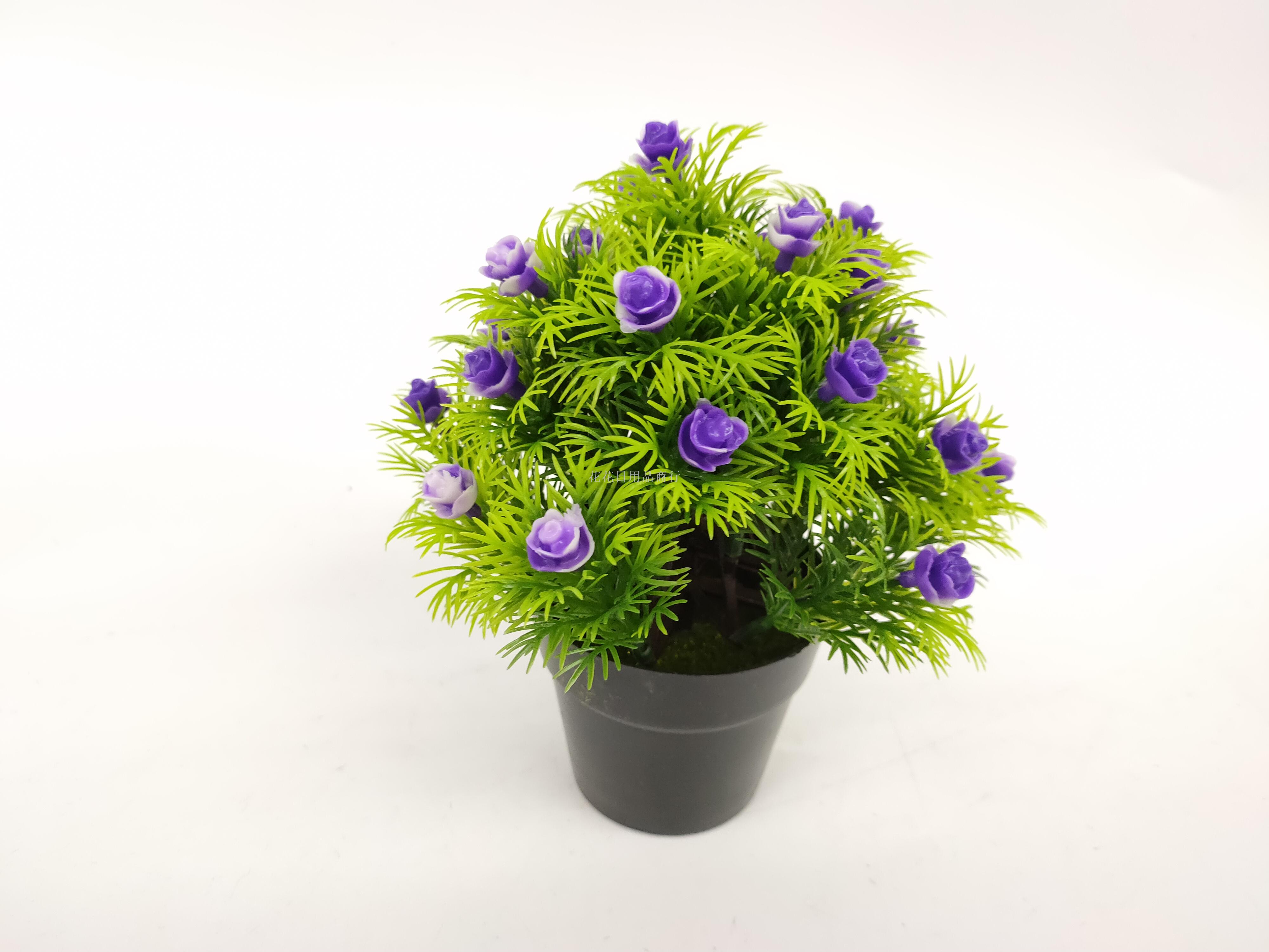 Artificial flower false flower black plastic basin vanilla rose bonsai decorative living room bedroom table and so on