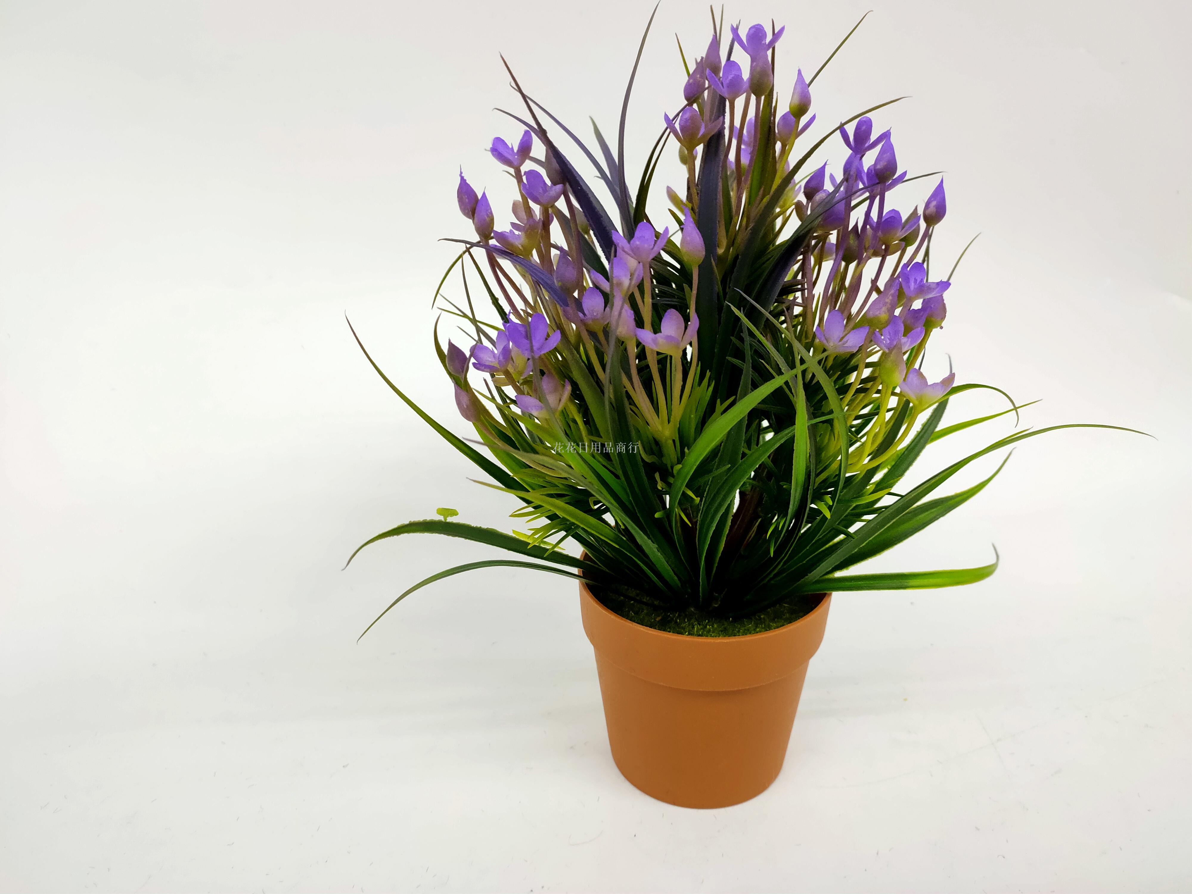 Artificial flower false flower coffee color plastic basin small flowers grass plants bonsai decorative living room