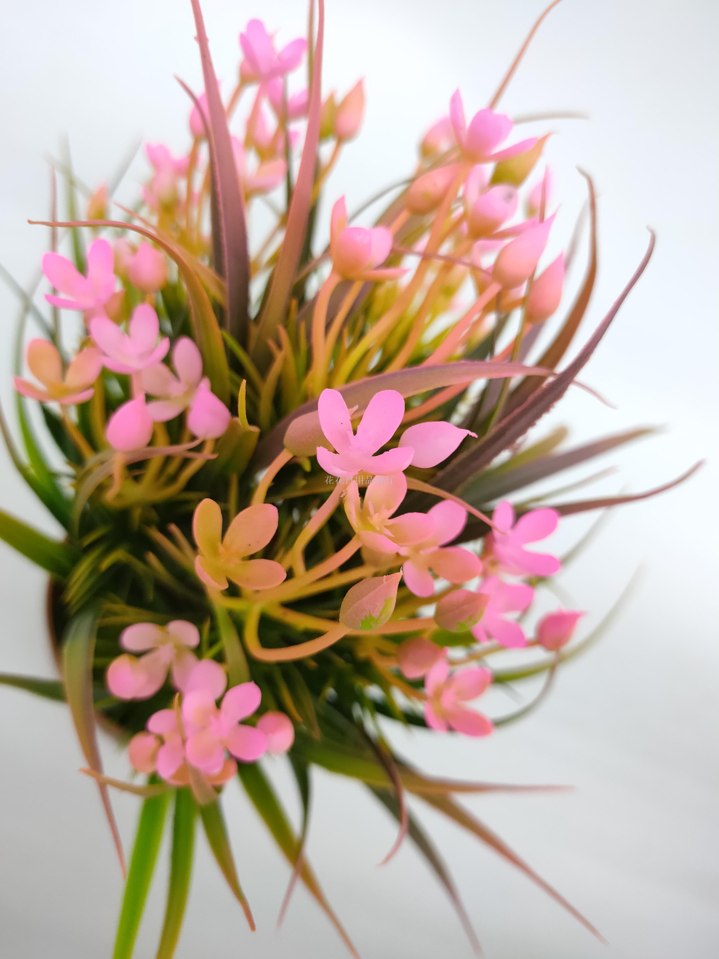 Artificial flower false flower coffee color plastic basin small flowers grass plants bonsai decorative living room