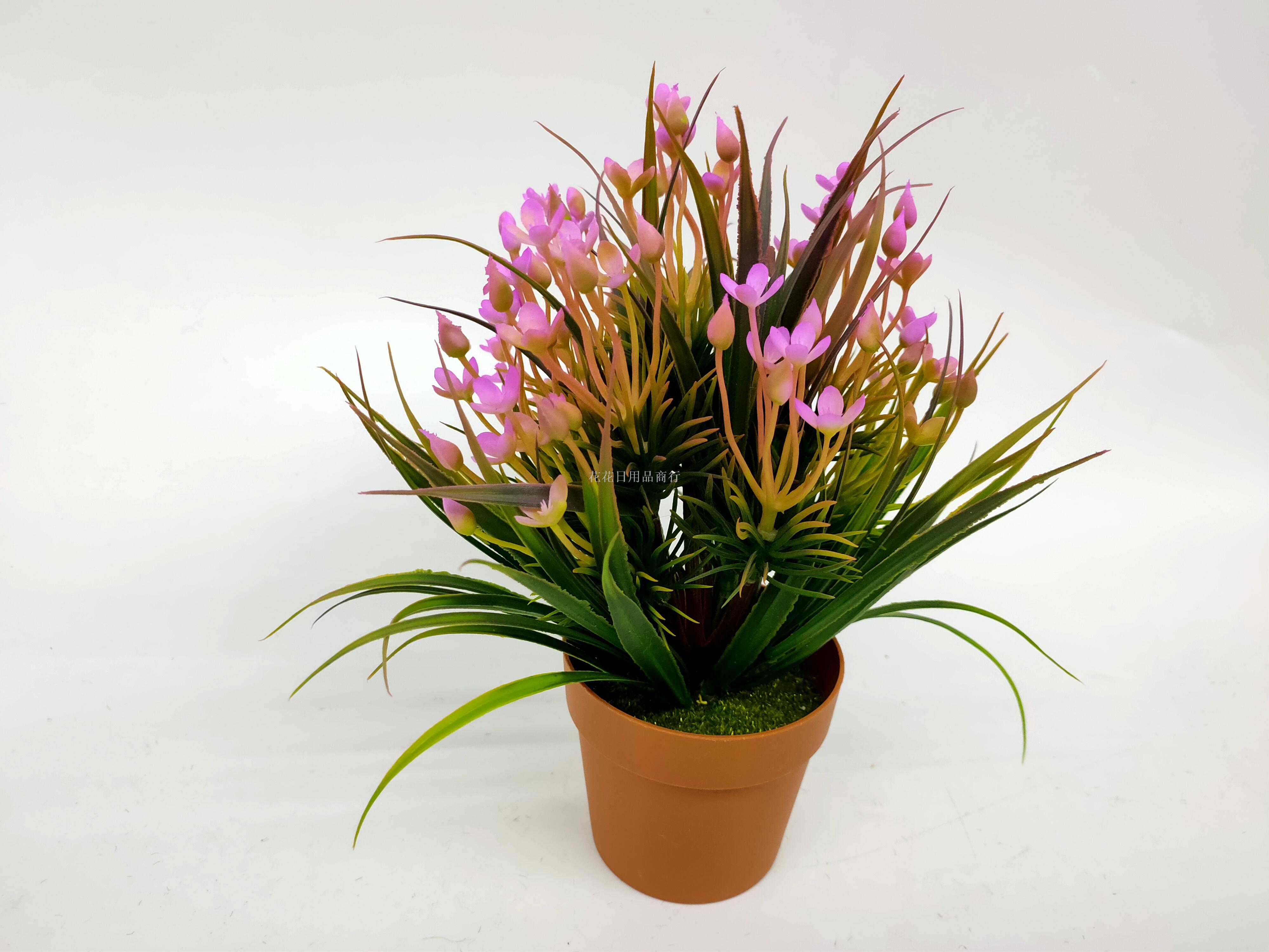 Artificial flower false flower coffee color plastic basin small flowers grass plants bonsai decorative living room