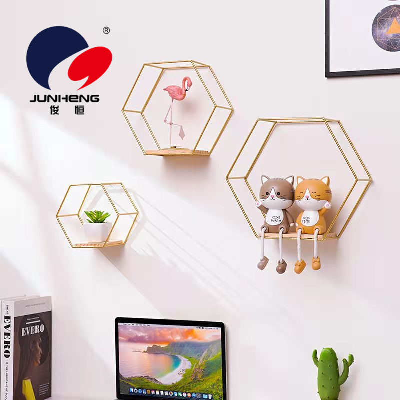Creative Iron Wall Hexagonal Storage Rack Living Room Wall Hanging Bedroom Wall Storage Rack