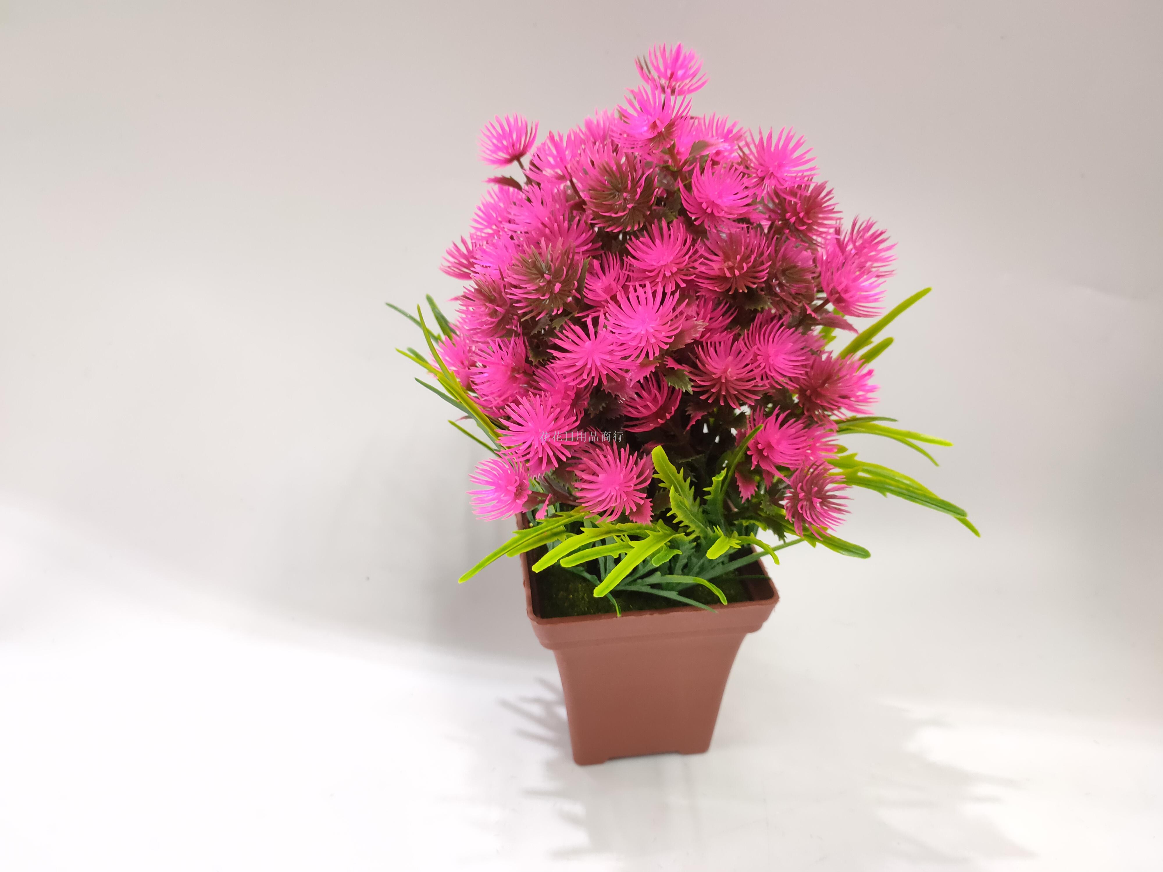 Artificial flower false flower coffee color plastic basin color green plant decorates sitting room bedroom table