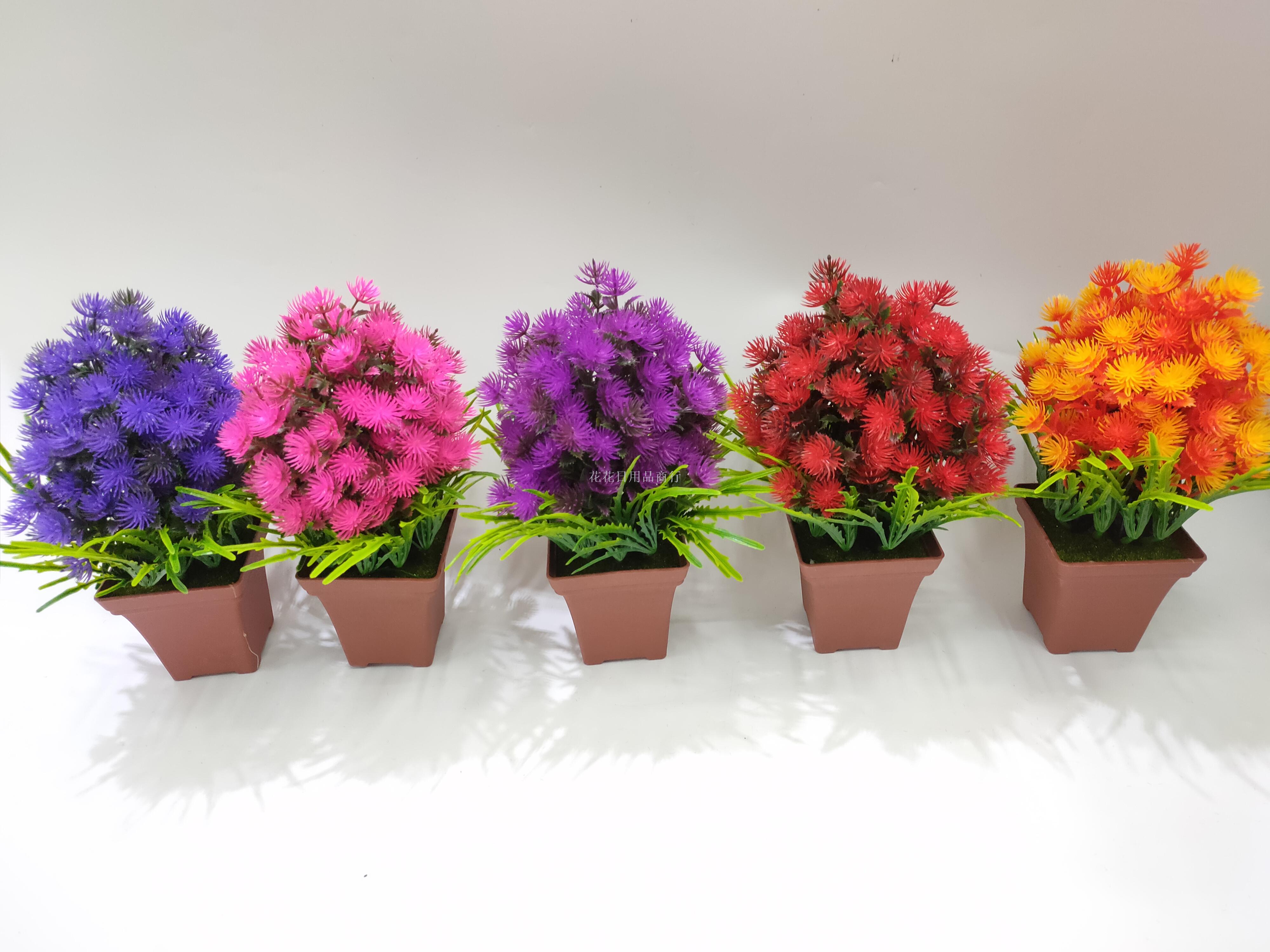 Artificial flower false flower coffee color plastic basin color green plant decorates sitting room bedroom table