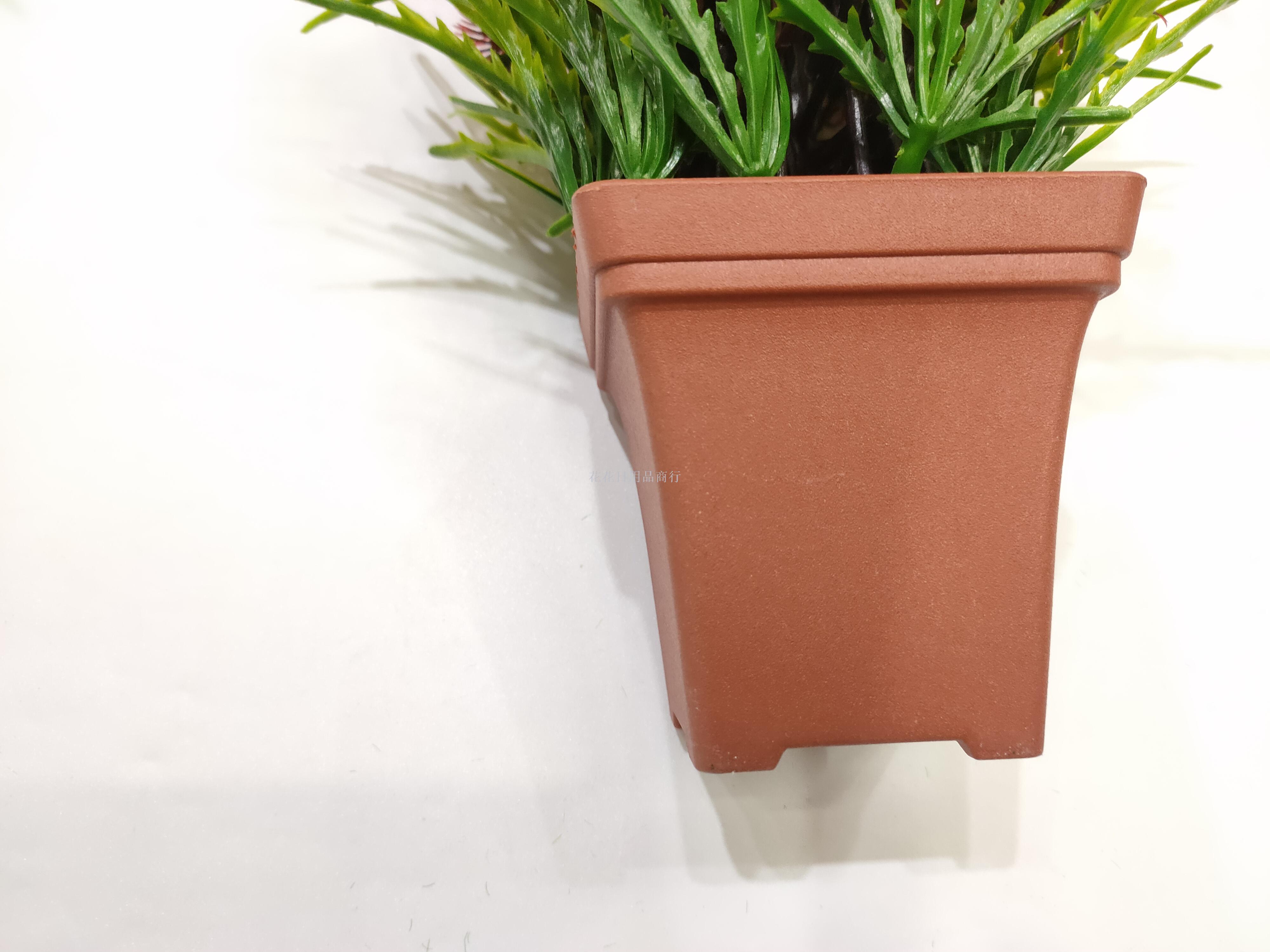 Artificial flower false flower coffee color plastic basin color green plant decorates sitting room bedroom table