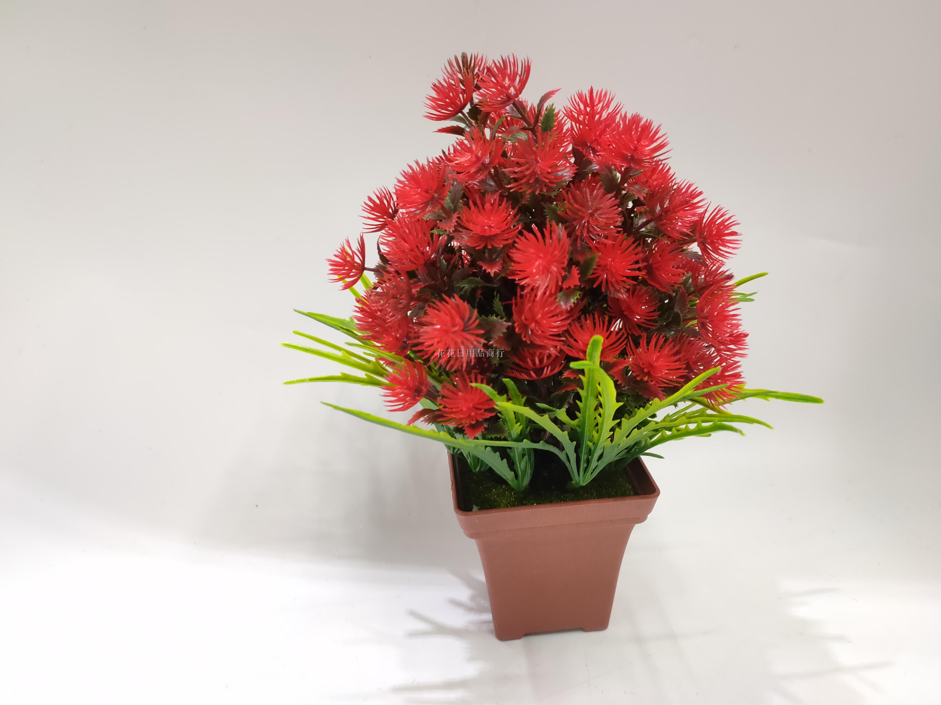 Artificial flower false flower coffee color plastic basin color green plant decorates sitting room bedroom table
