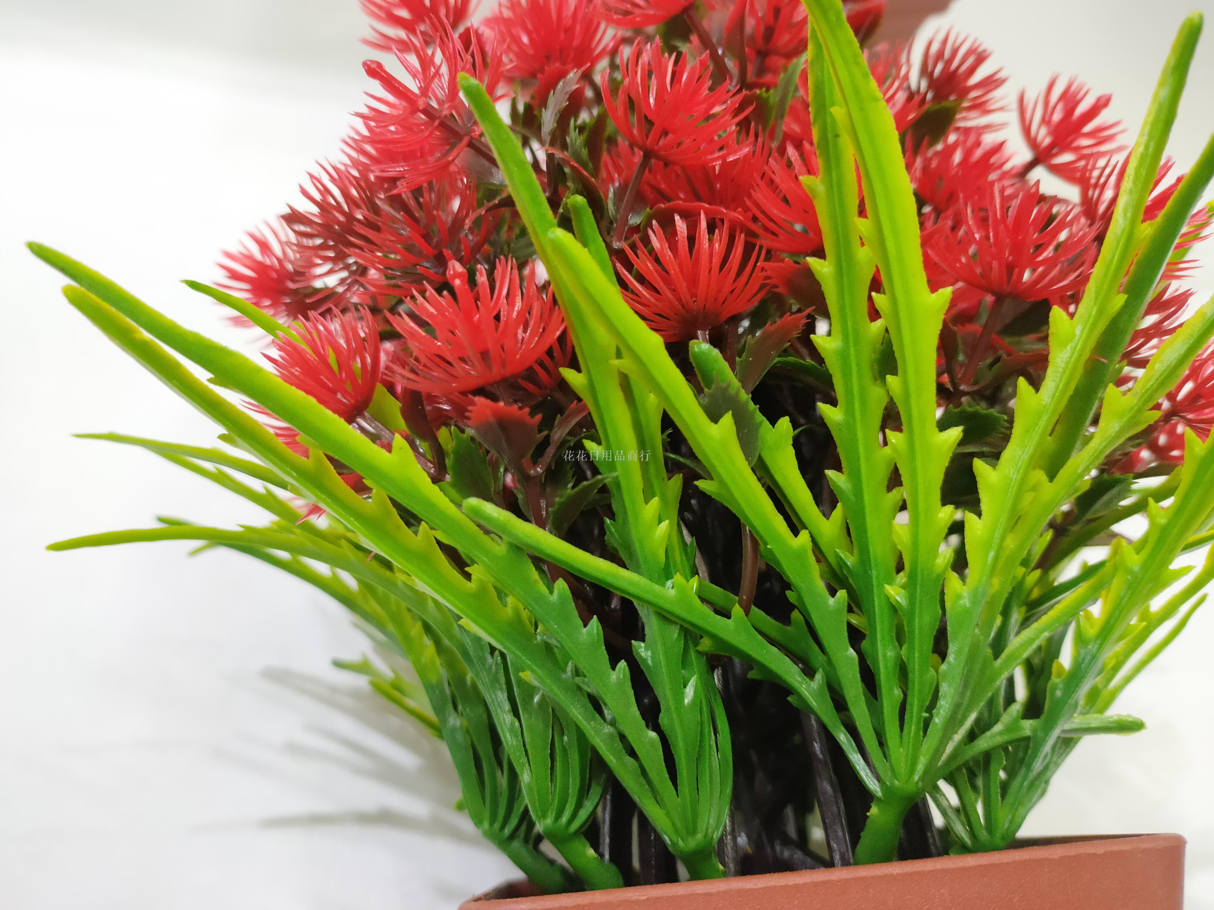 Artificial flower false flower coffee color plastic basin color green plant decorates sitting room bedroom table