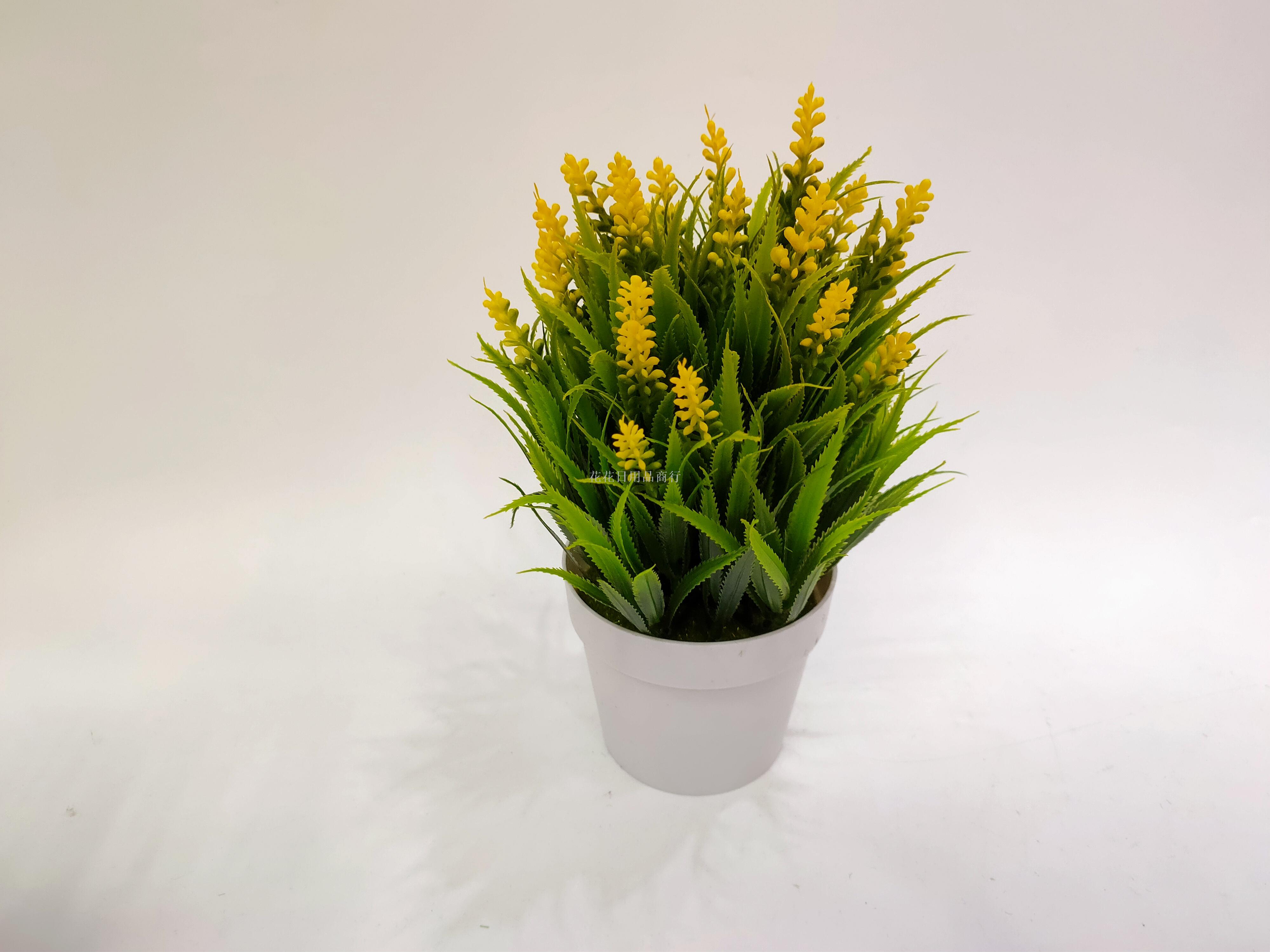 Artificial flower fake flower white plastic basin lavender green plant bonsai decorative living room bedroom decorations