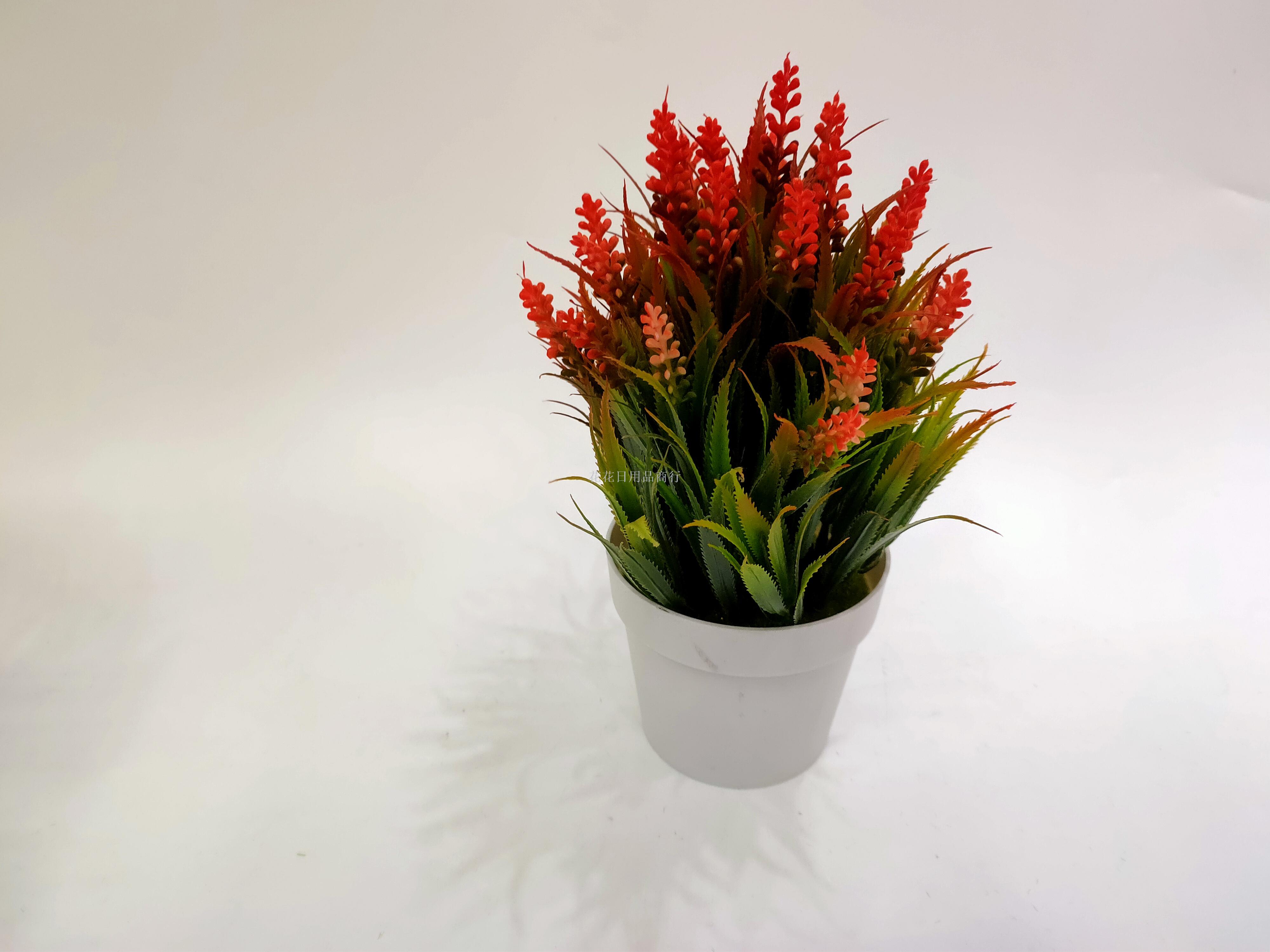 Artificial flower fake flower white plastic basin lavender green plant bonsai decorative living room bedroom decorations