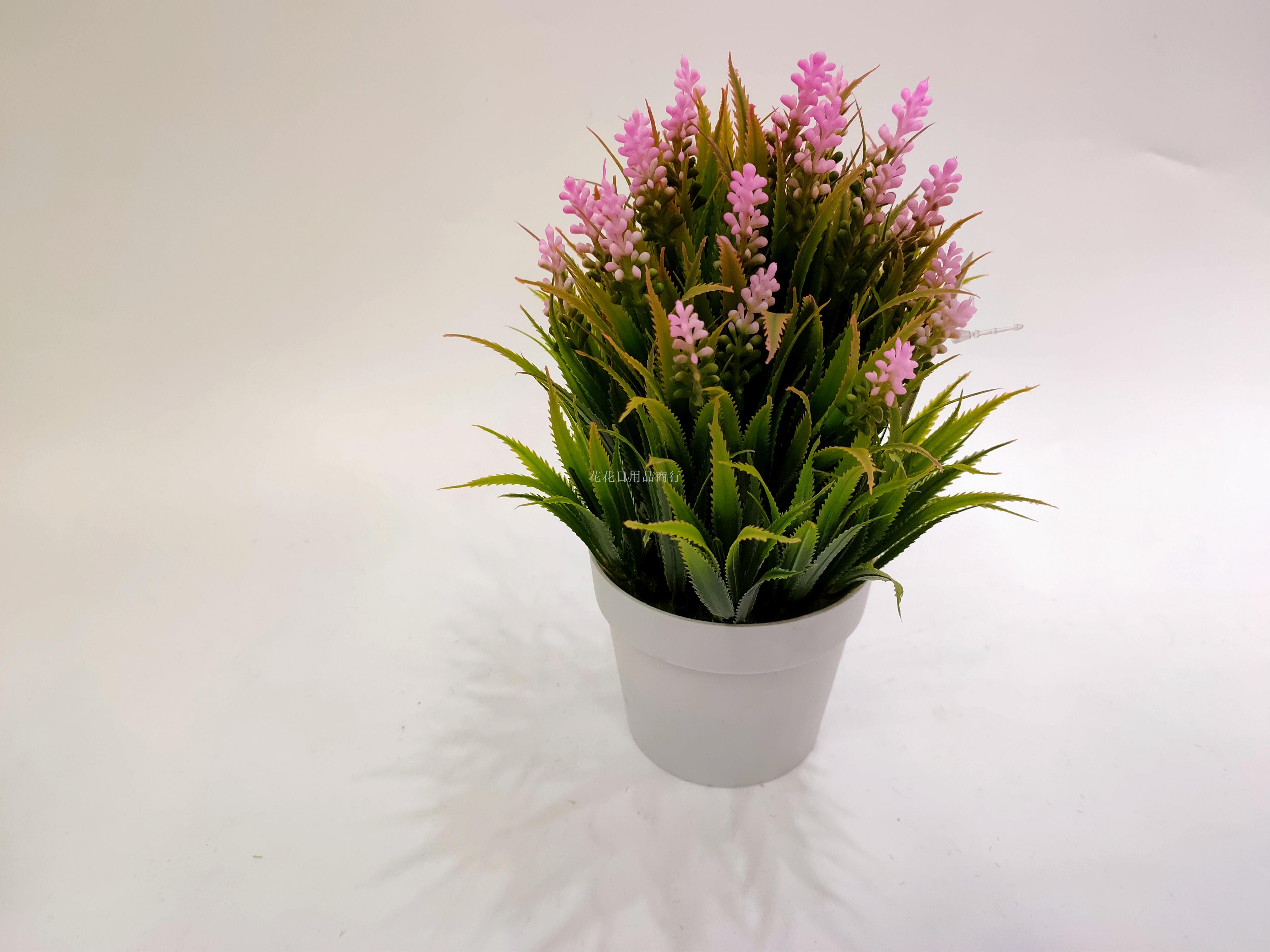 Artificial flower fake flower white plastic basin lavender green plant bonsai decorative living room bedroom decorations