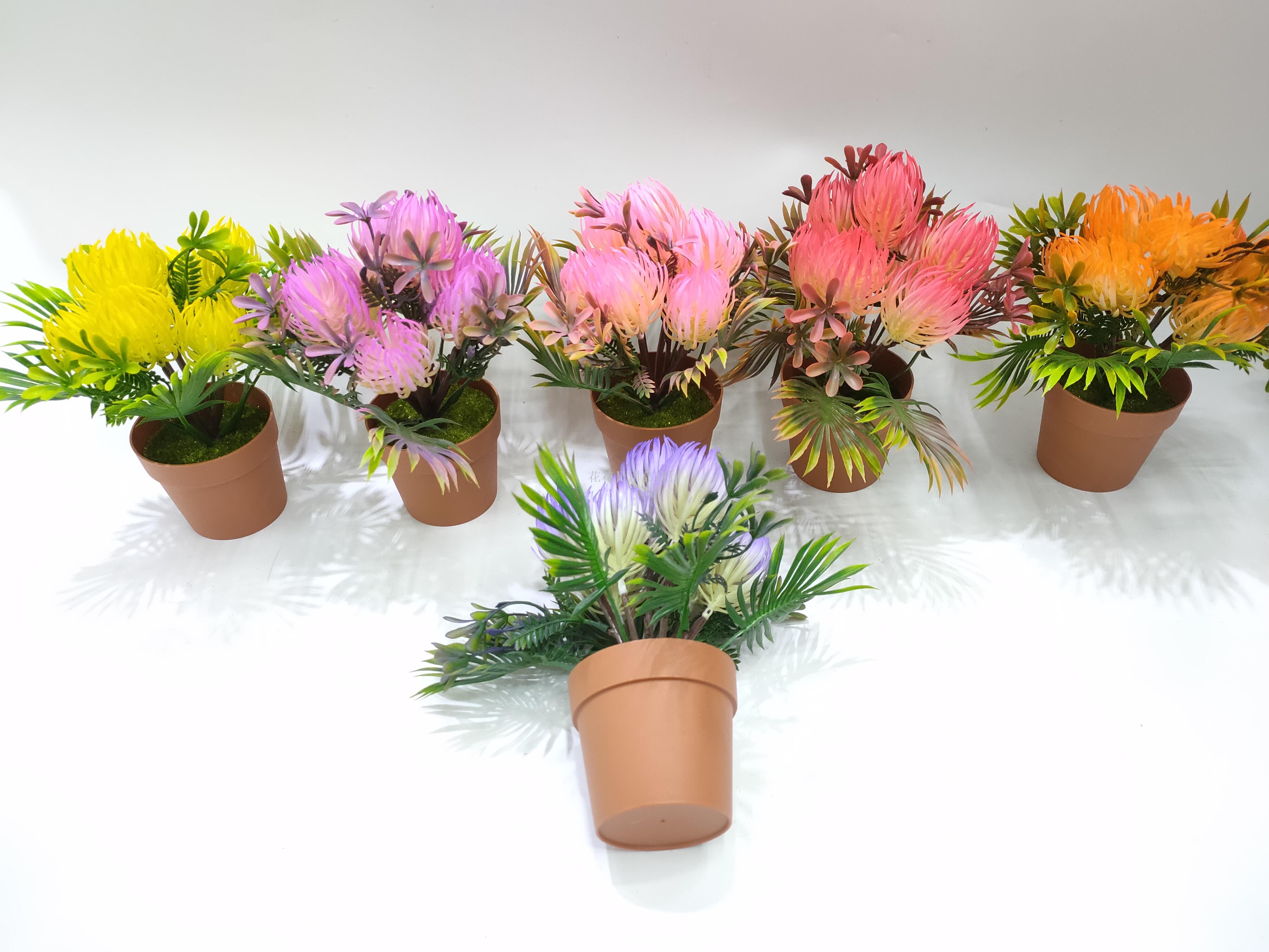 Artificial flower false flower coffee color plastic basin gentian flower bonsai decorative living room bedroom table