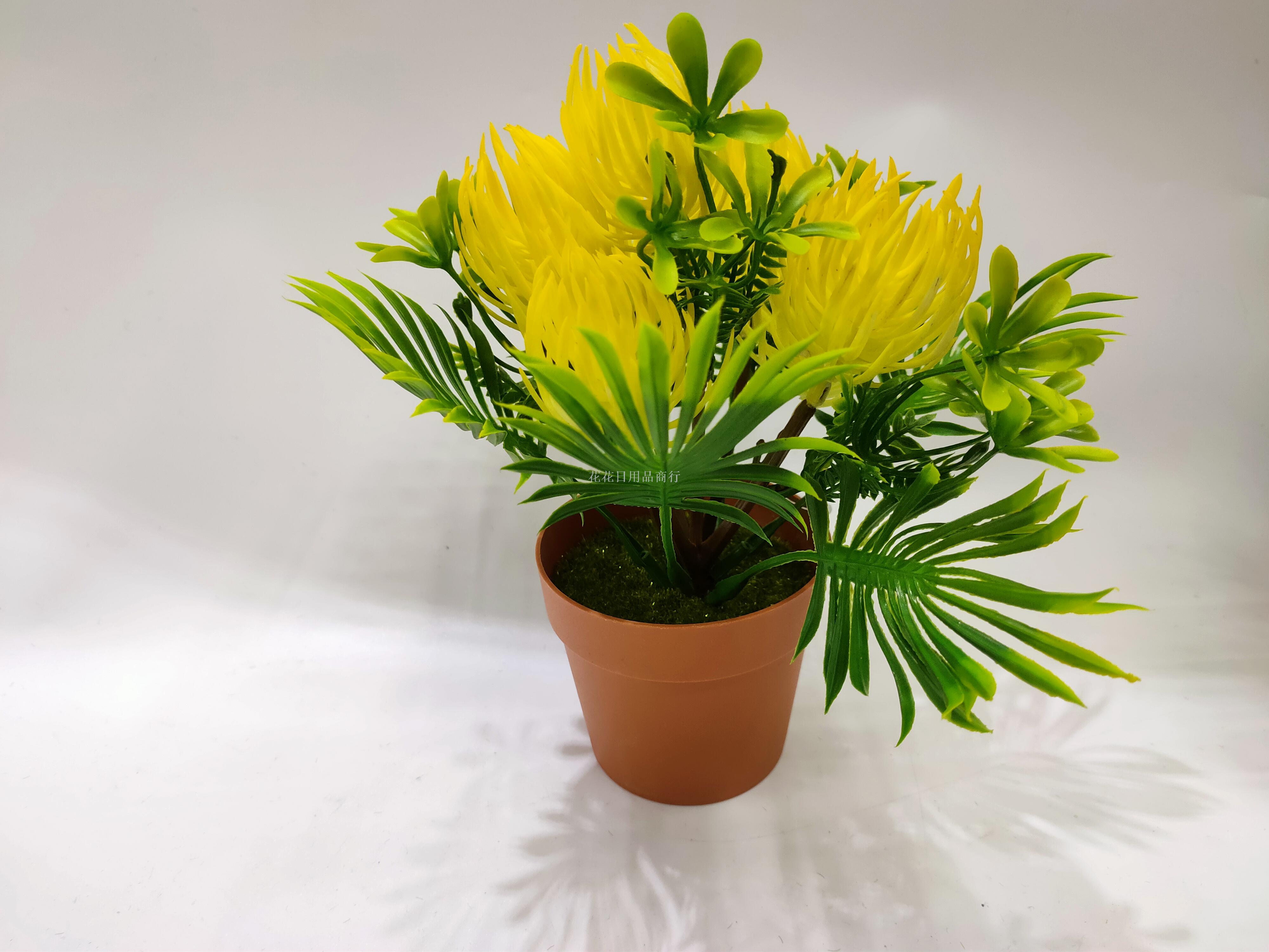 Artificial flower false flower coffee color plastic basin gentian flower bonsai decorative living room bedroom table