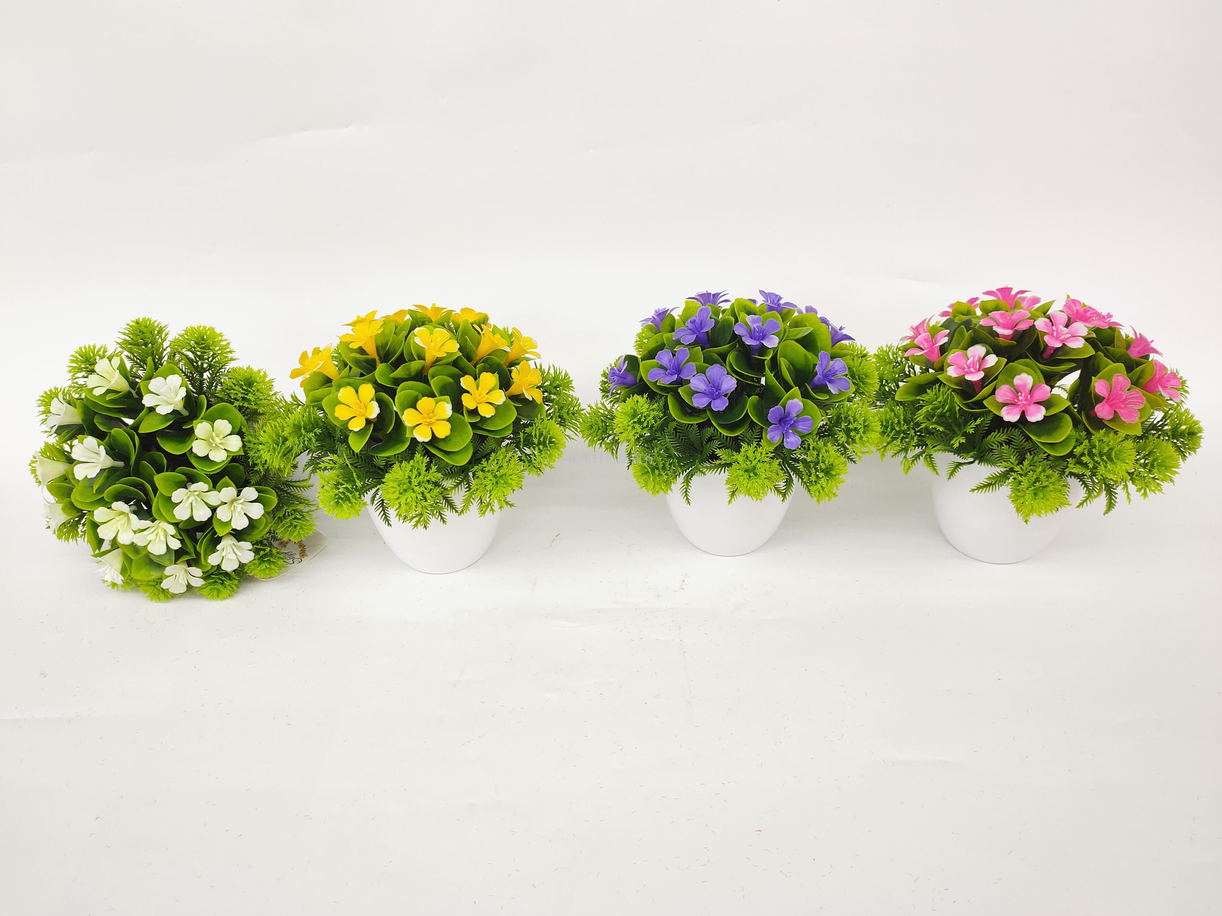 Artificial flower white plastic basin lily green potted landscape decoration living room table, etc