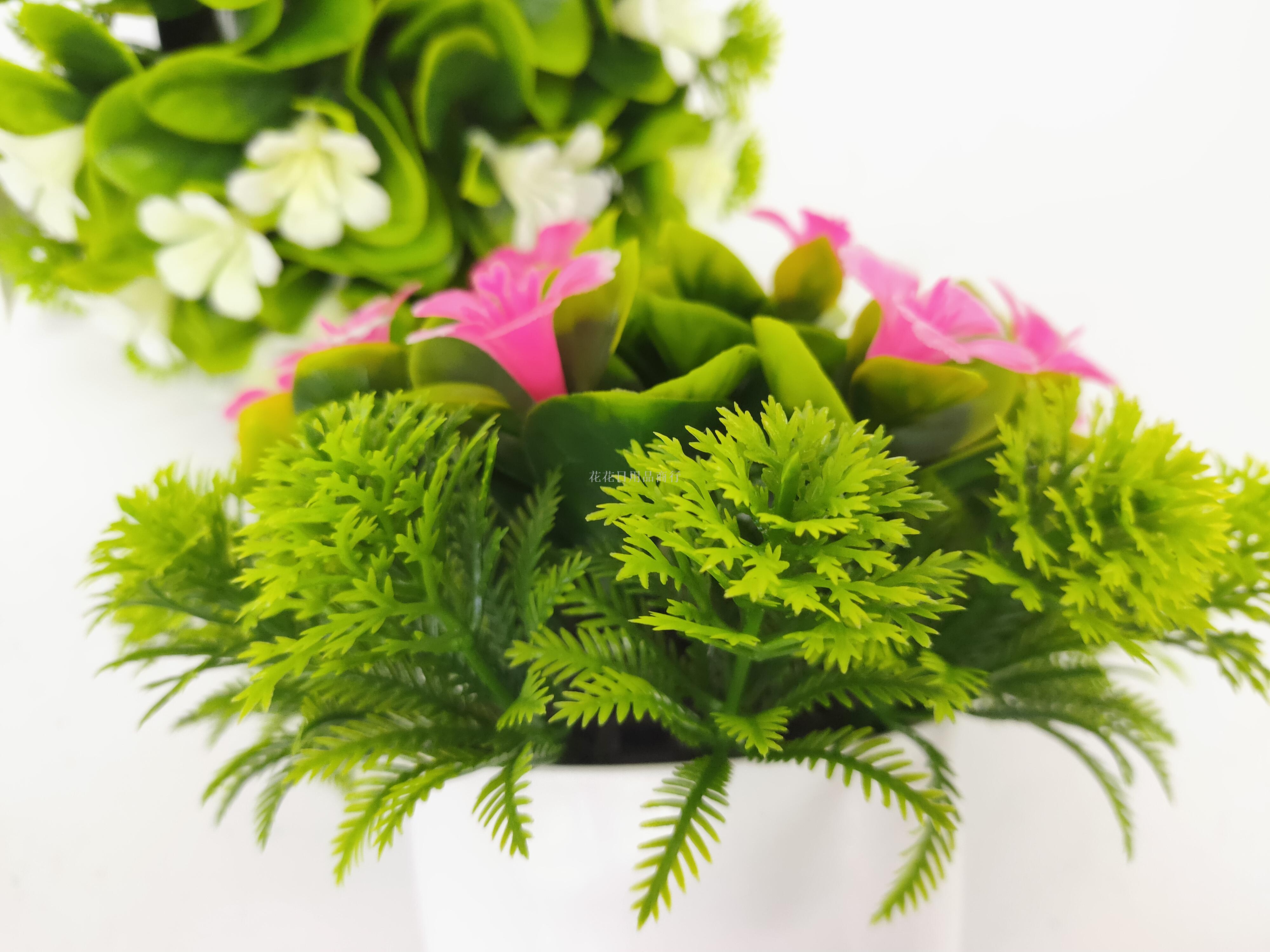 Artificial flower white plastic basin lily green potted landscape decoration living room table, etc