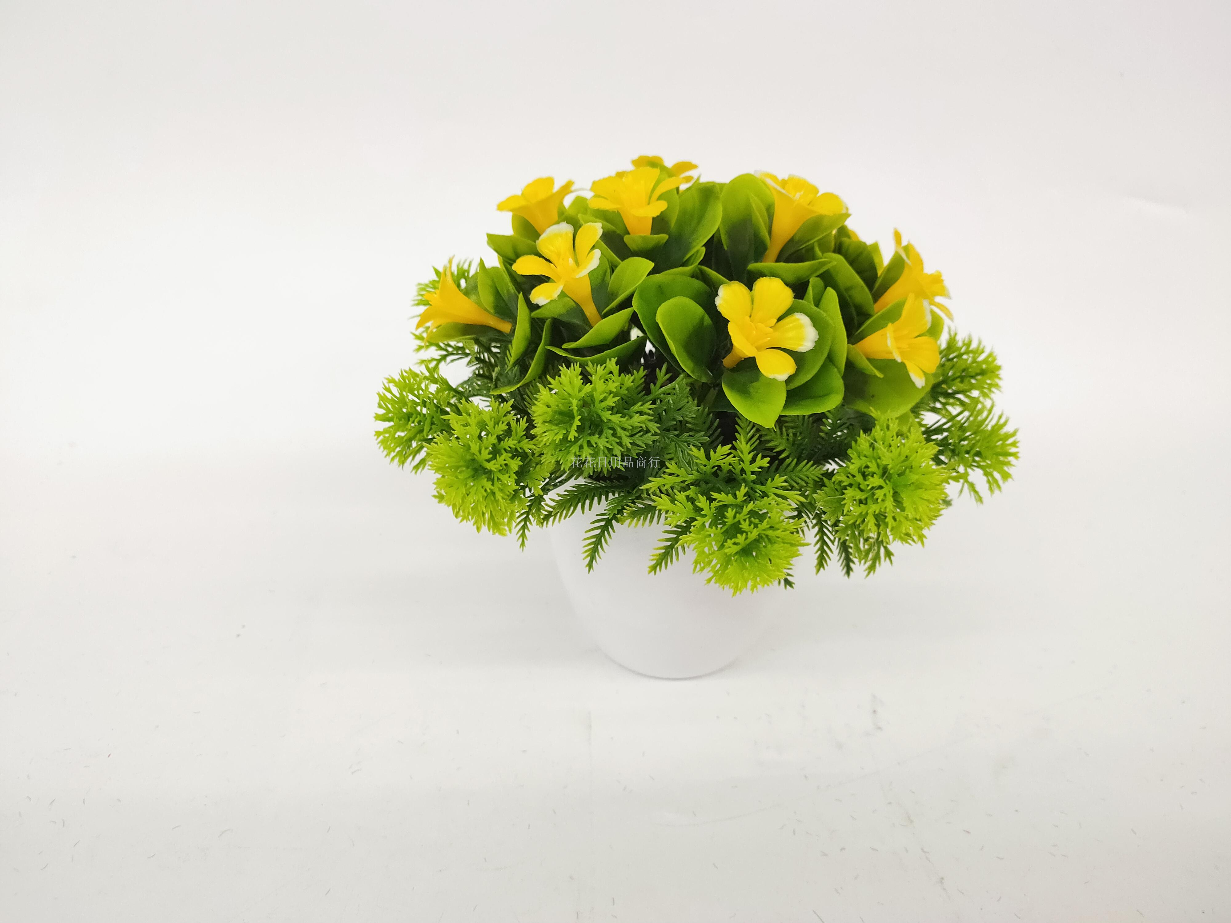 Artificial flower white plastic basin lily green potted landscape decoration living room table, etc