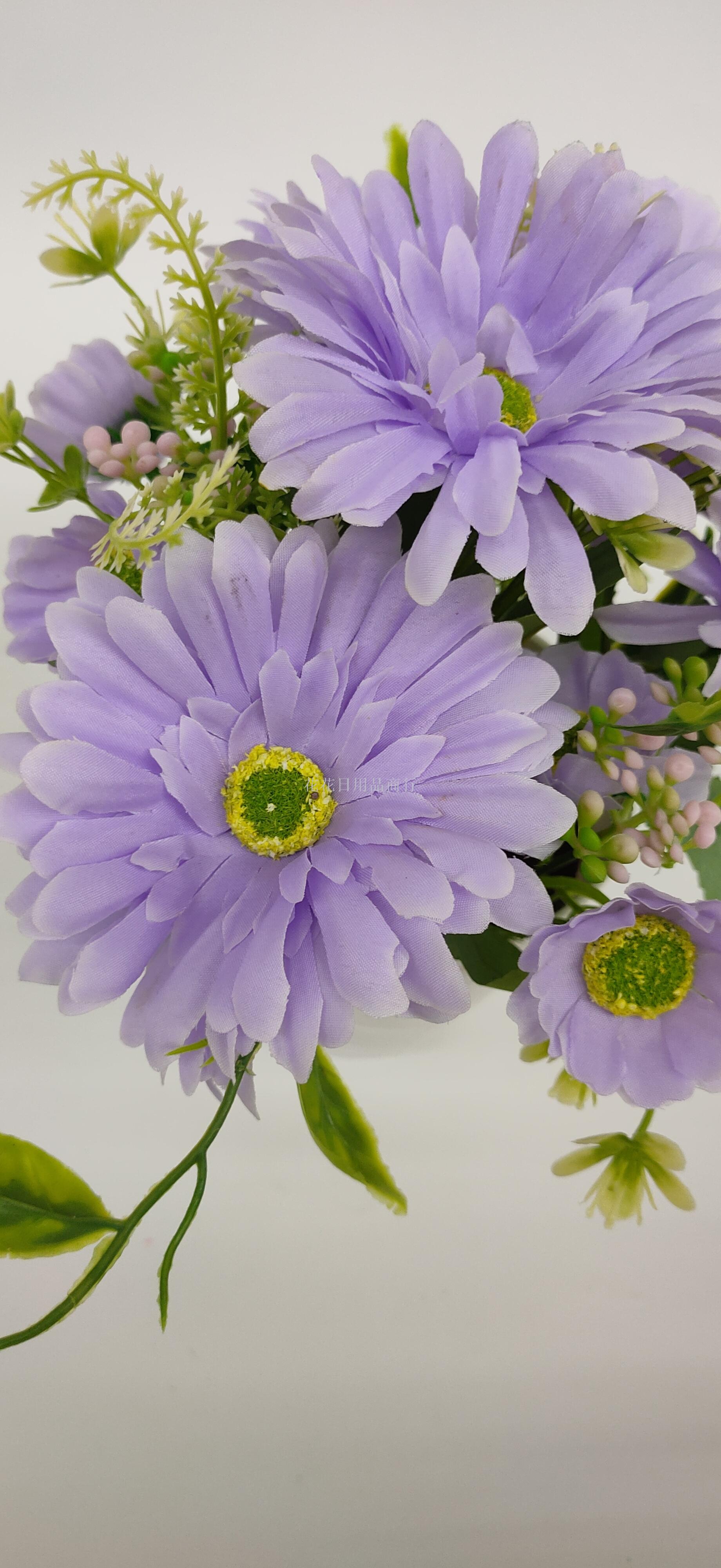 Artificial flower white plastic basin European sunchrysanthemum bonsai decoration living room bedroom table furnishings