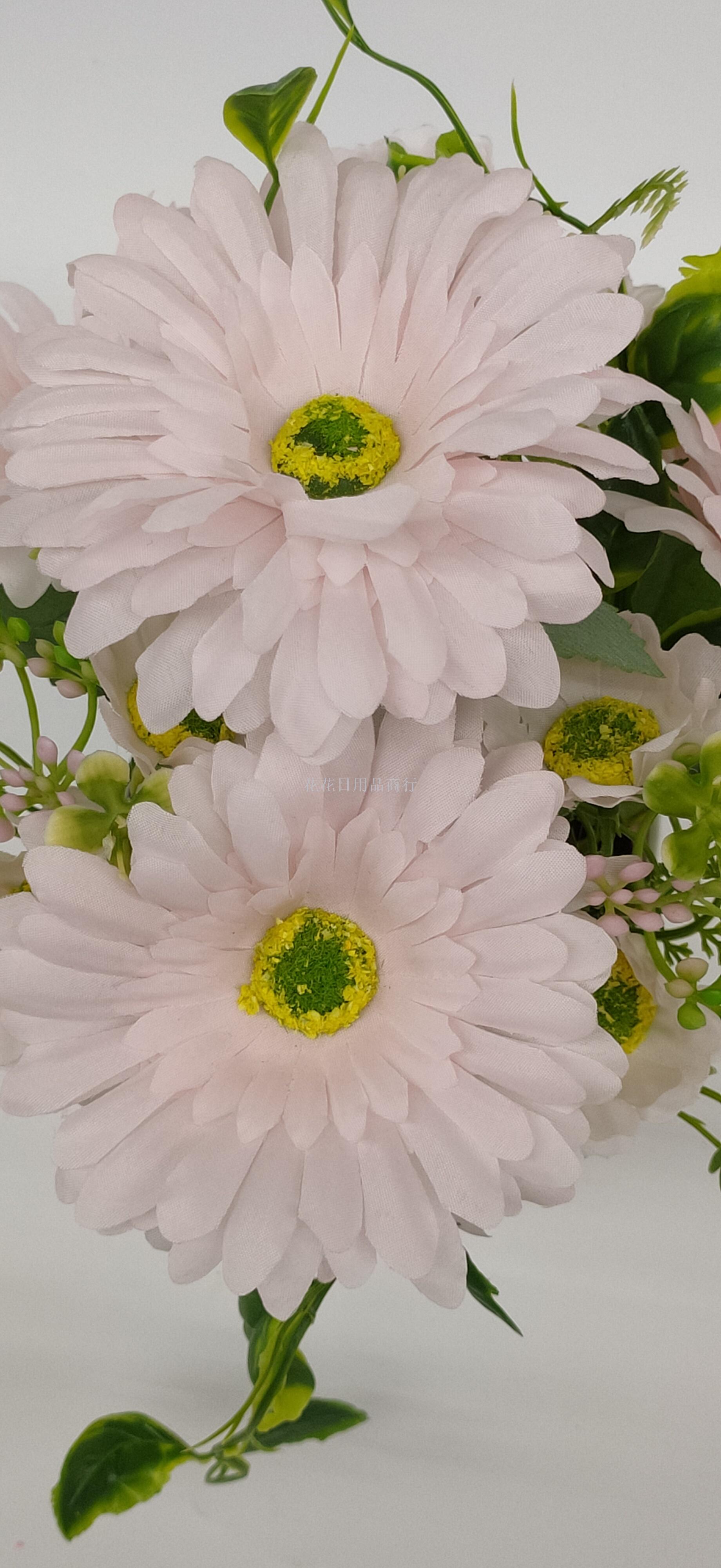Artificial flower white plastic basin European sunchrysanthemum bonsai decoration living room bedroom table furnishings