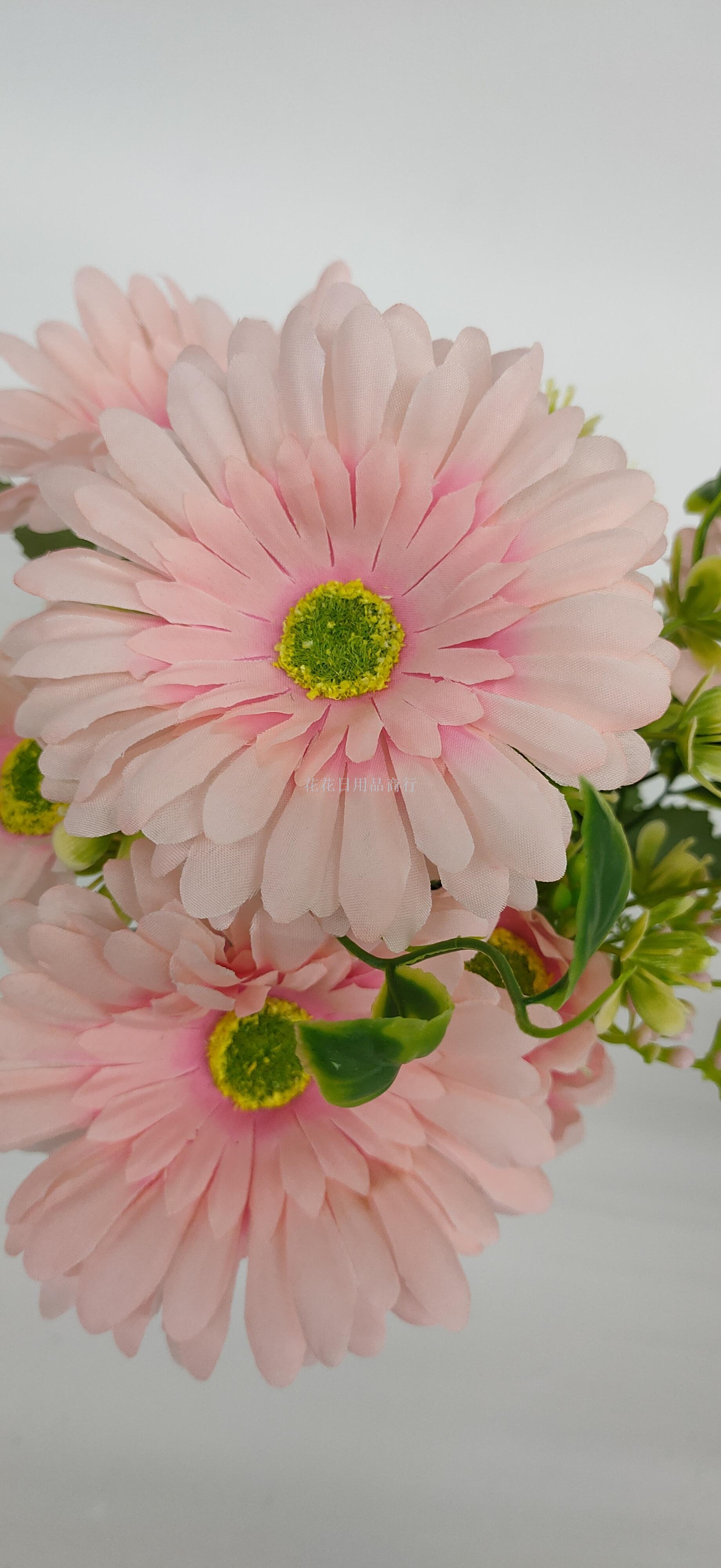Artificial flower white plastic basin European sunchrysanthemum bonsai decoration living room bedroom table furnishings