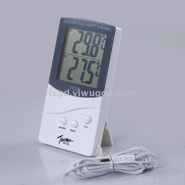 Ta338 Indoor and Outdoor Dual Temperature Display Thermometer Memory Breeding Greenhouse Thermometer External Temperature Sensor