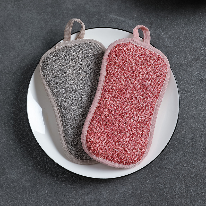 Kitchen Oilproof Dishes Cloth Rag Strong Fiber Dish Towel Sponge Double-Sided Dish Brush Descaling Factory Wholesale