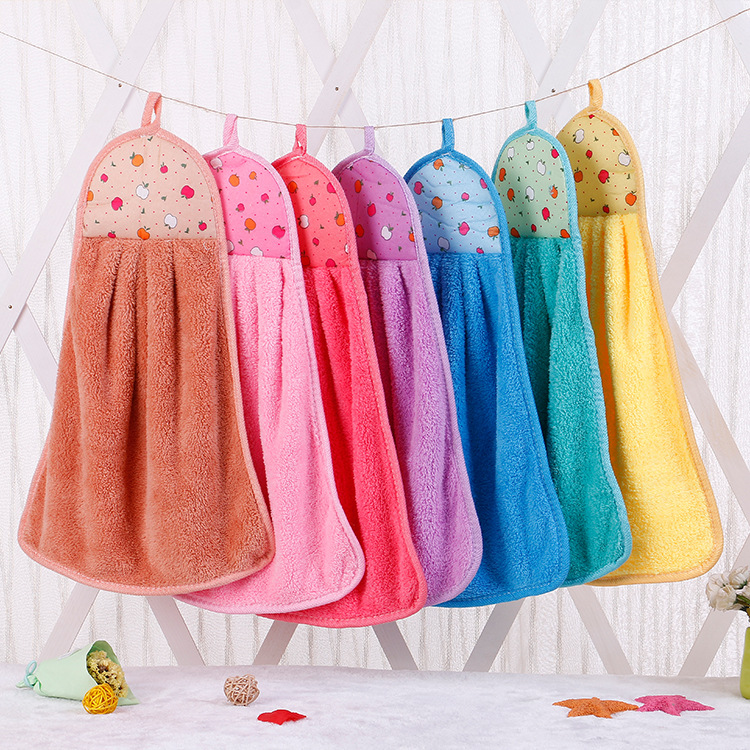 The Factory Direct selling coral velvet thickening wipe hand towel can hang type Kitchen towel Children&#039;s Cartoon Water Wipe Face customization