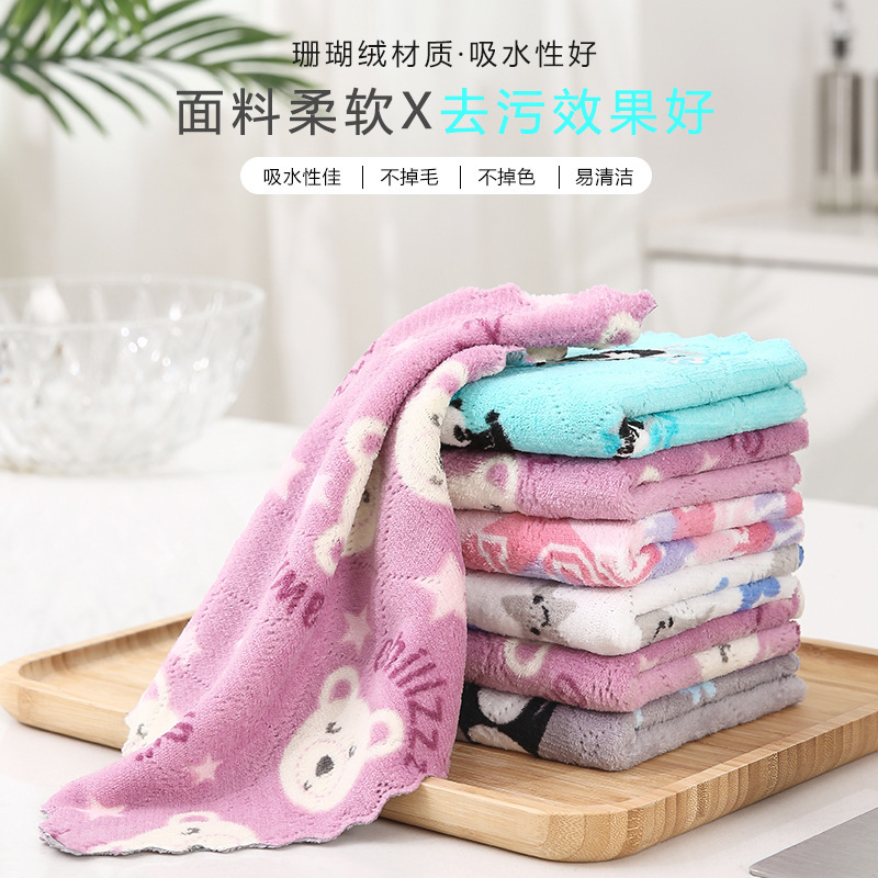 Absorbent Hanging Hand Towel Coral Fleece Lazy Rag Large Kitchen Edge Pineapple Plaid Dishcloth Wholesale Absorbent Hanging Hand Towel Coral Fleece Lazy Rag Large Kitchen Edge Pineapple Plaid Dishcloth Wholesale
