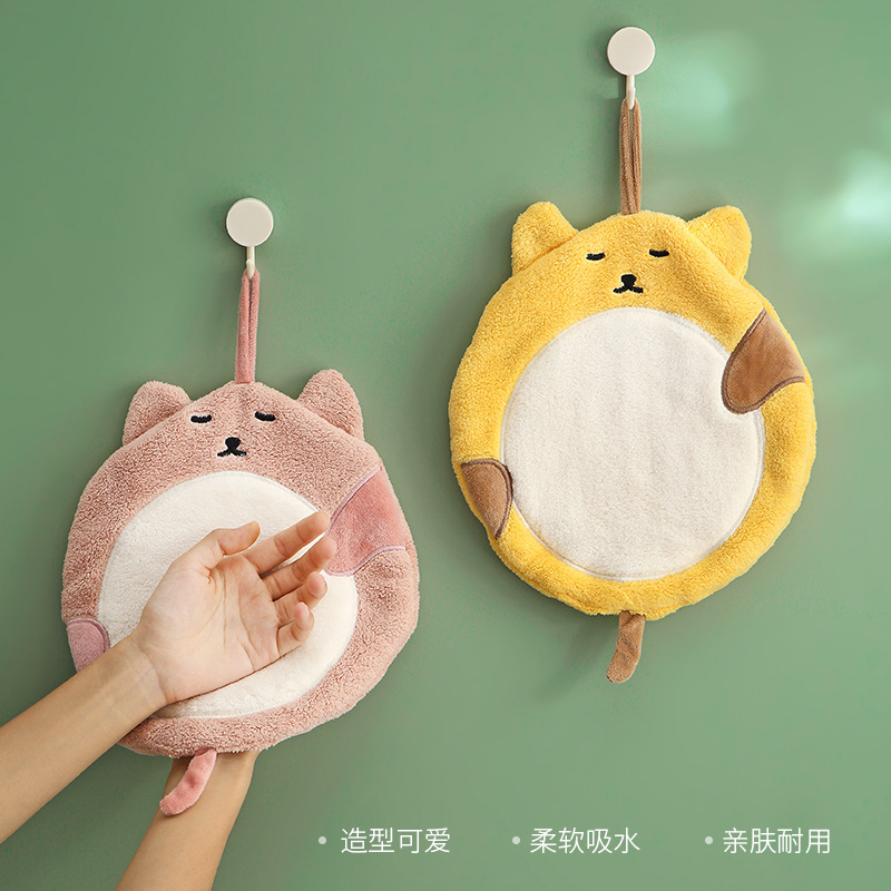 8 Fat Cat Hand Towel Coral Fleece Children&#039;s Cartoon Handkerchief Kitchen Absorbent Rag Hanging Thickening Towel