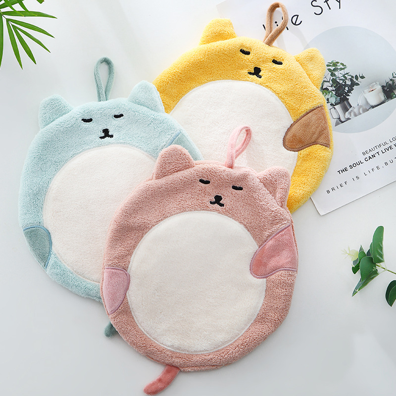 8 Fat Cat Hand Towel Coral Fleece Children&#039;s Cartoon Handkerchief Kitchen Absorbent Rag Hanging Thickening Towel