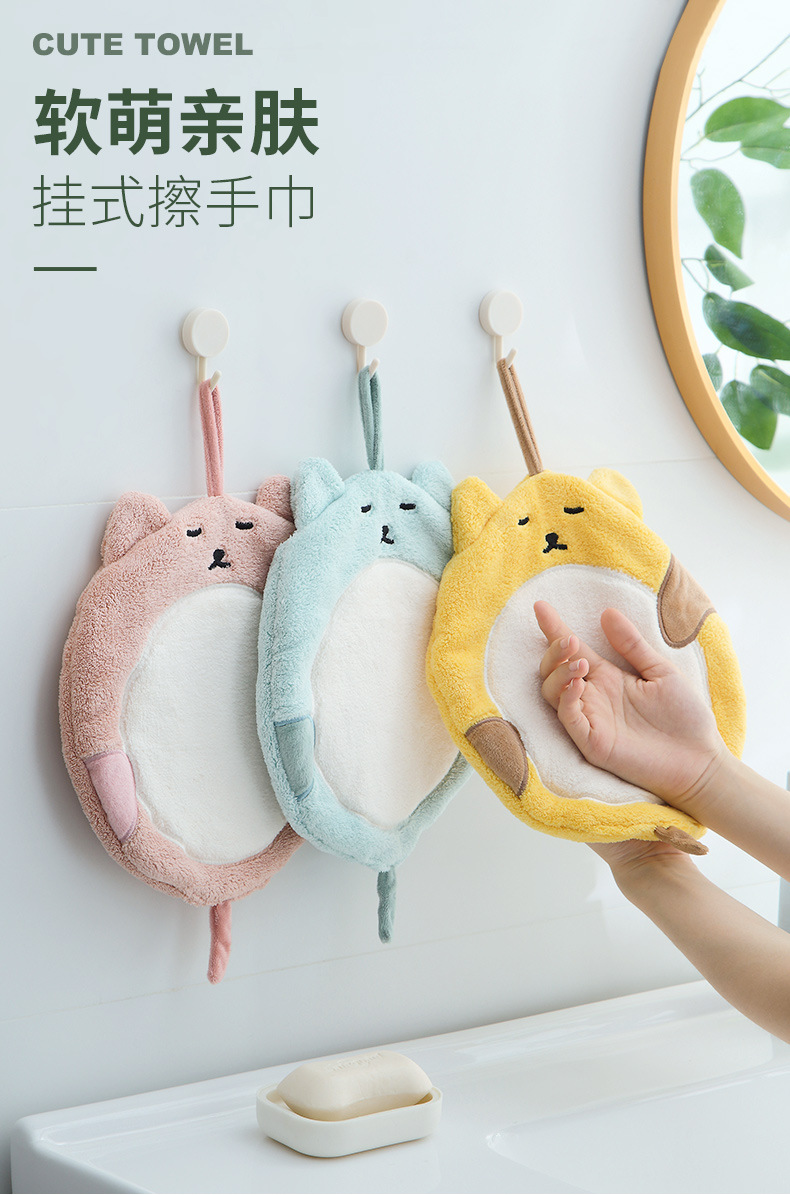 8 Fat Cat Hand Towel Coral Fleece Children's Cartoon Handkerchief Kitchen Absorbent Rag Hanging Thickening Towel