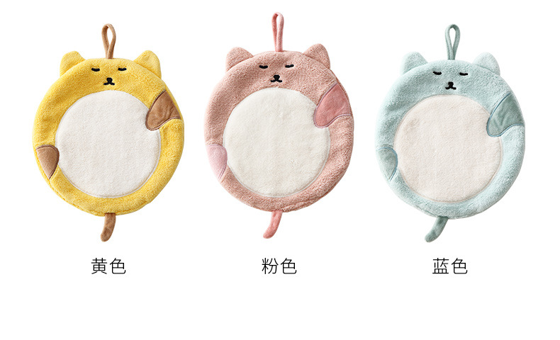 8 Fat Cat Hand Towel Coral Fleece Children's Cartoon Handkerchief Kitchen Absorbent Rag Hanging Thickening Towel