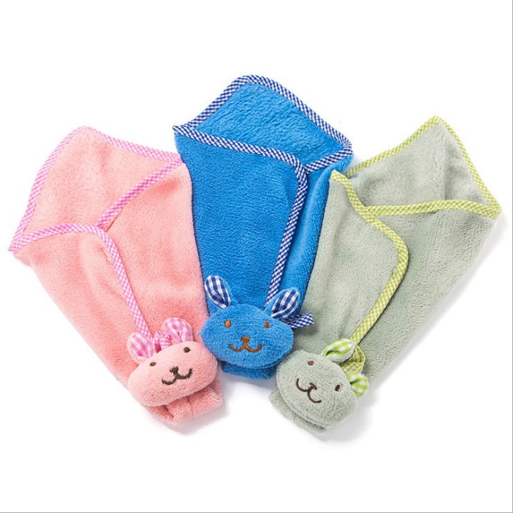 Creative Cute Bunny Kitchen Thickened Hanging Coral Fleece Absorbent Hand Towel Bathroom Cartoon Hand Towel